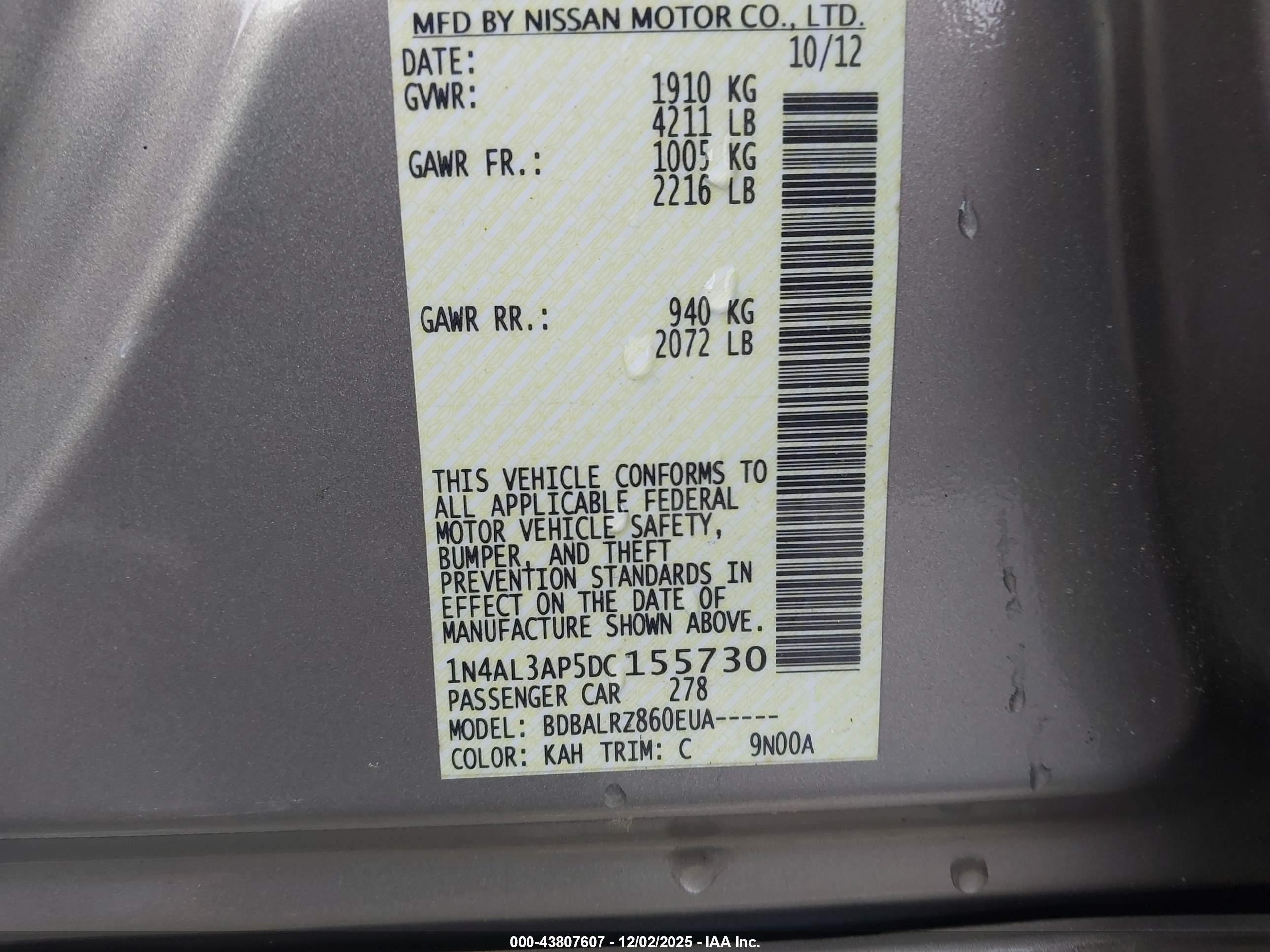 NISSAN ALTIMA image 9
