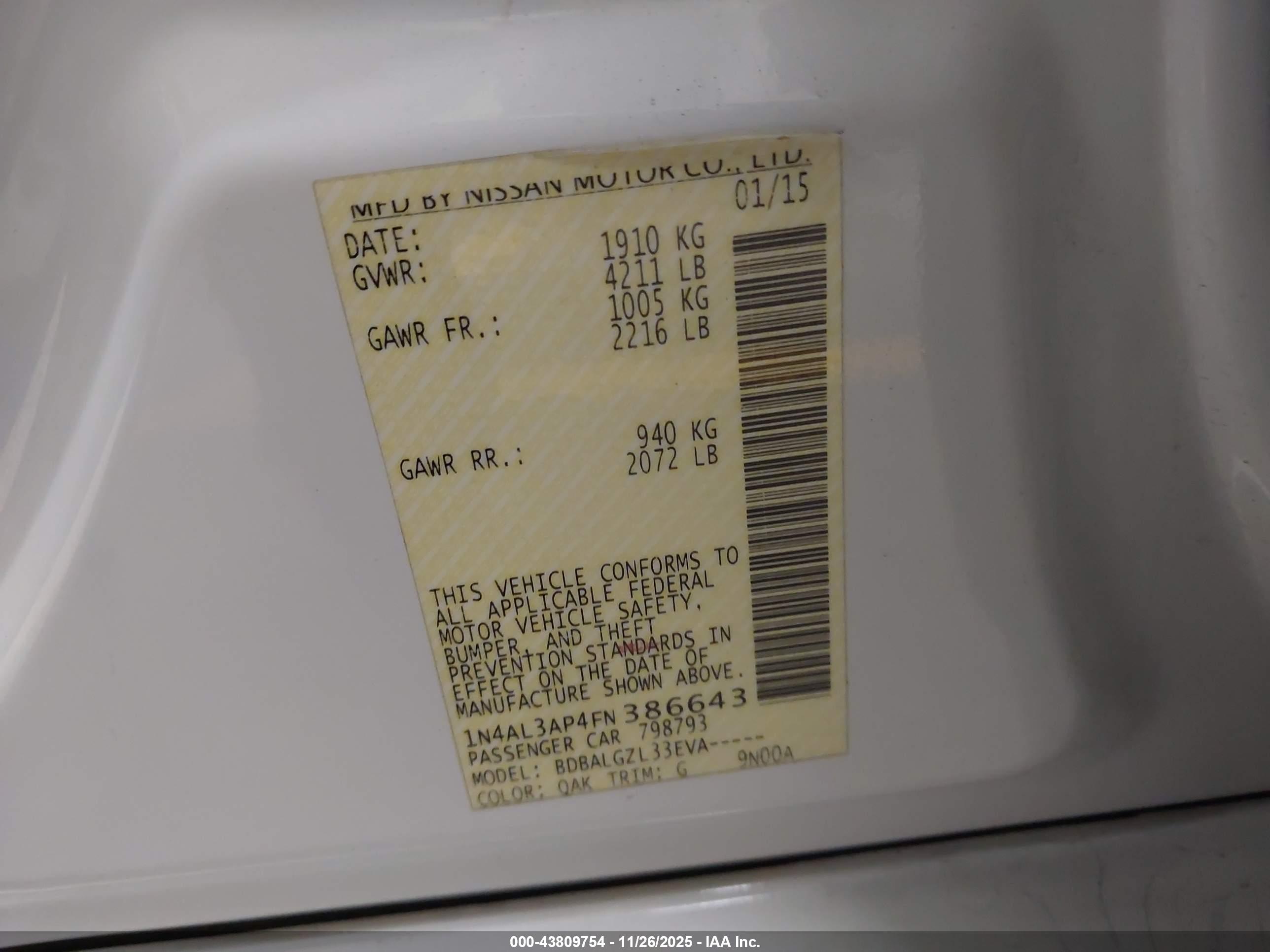NISSAN ALTIMA image 9