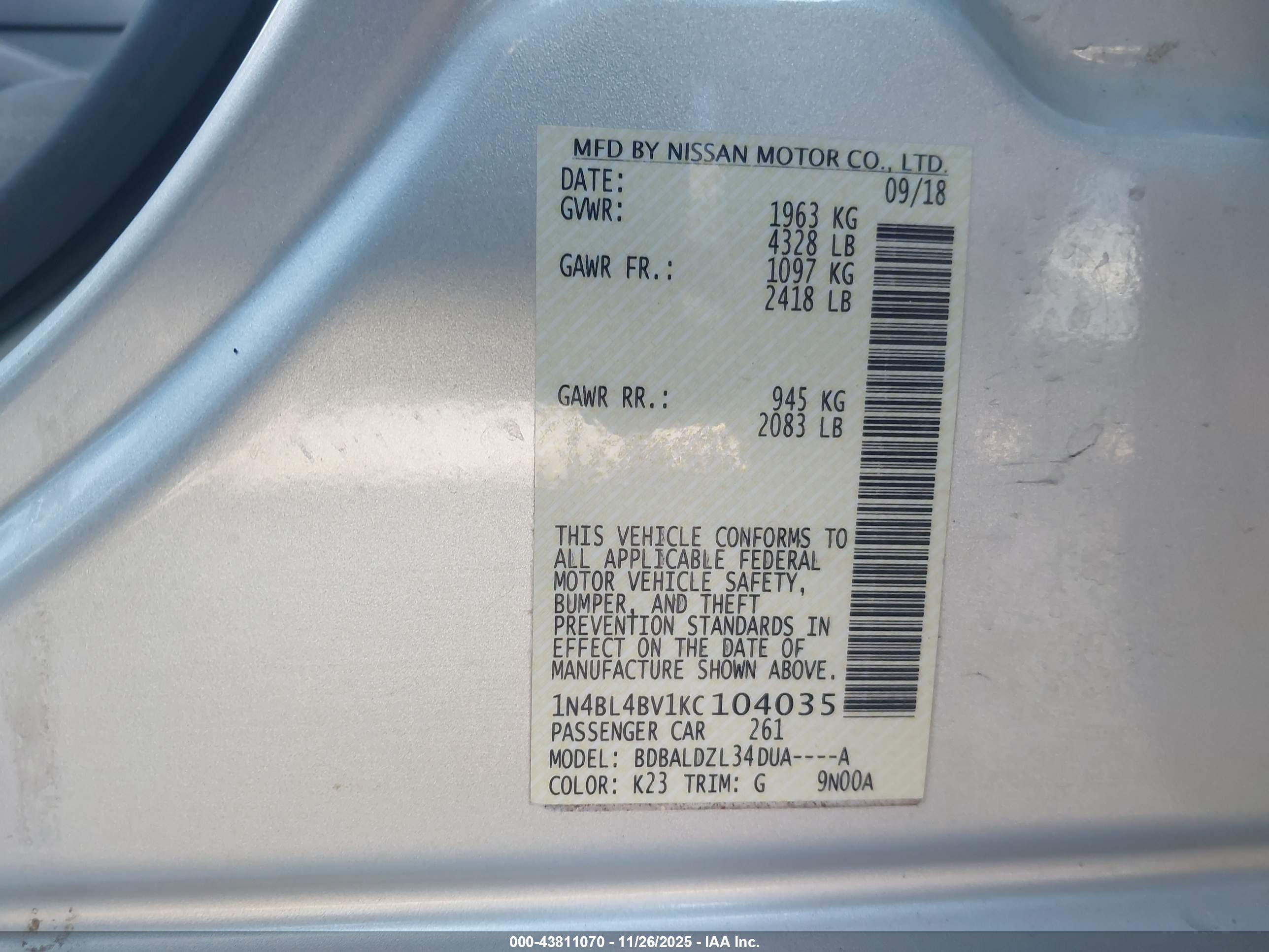 NISSAN ALTIMA image 9