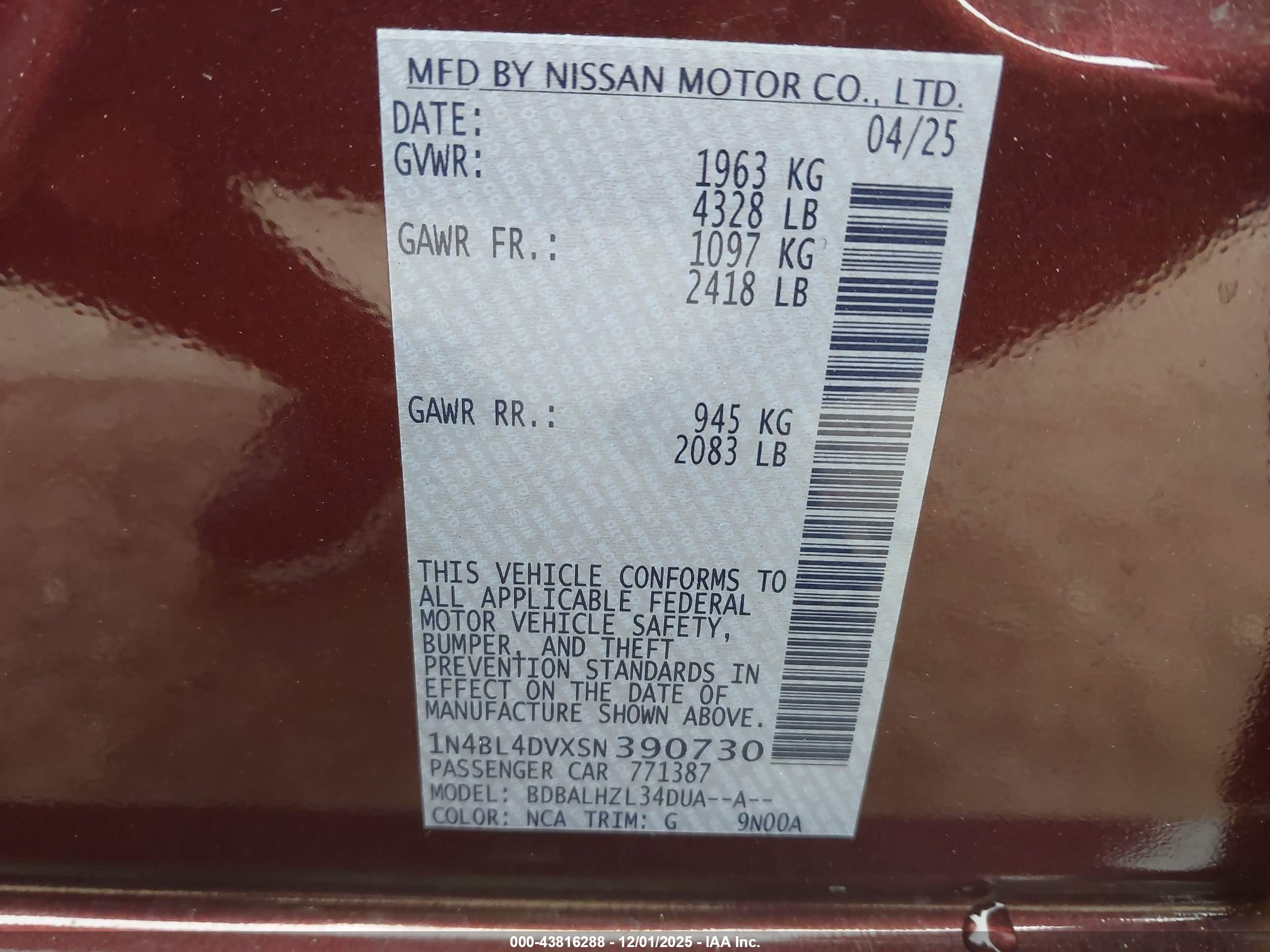 NISSAN ALTIMA image 9