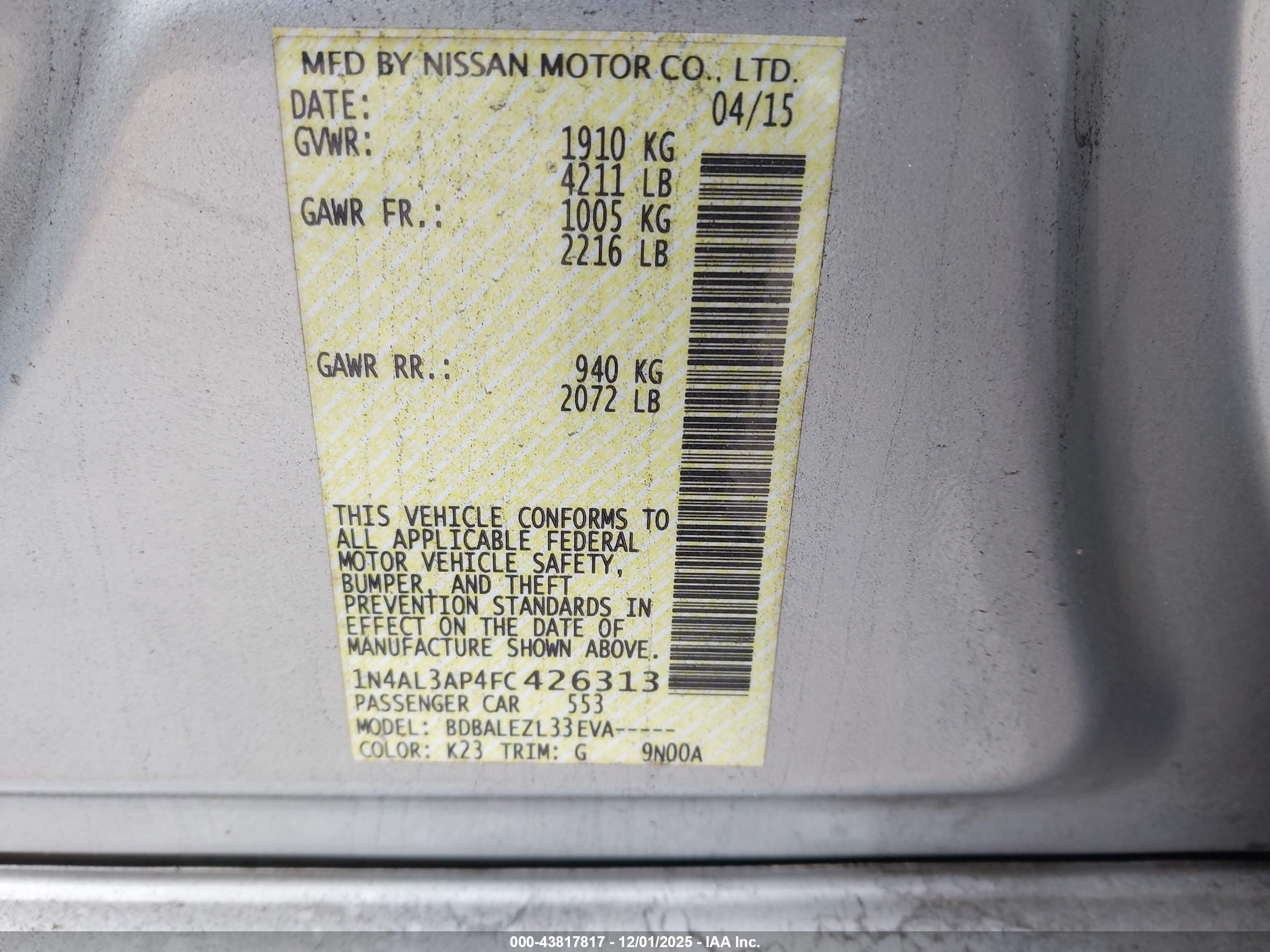 NISSAN ALTIMA image 9