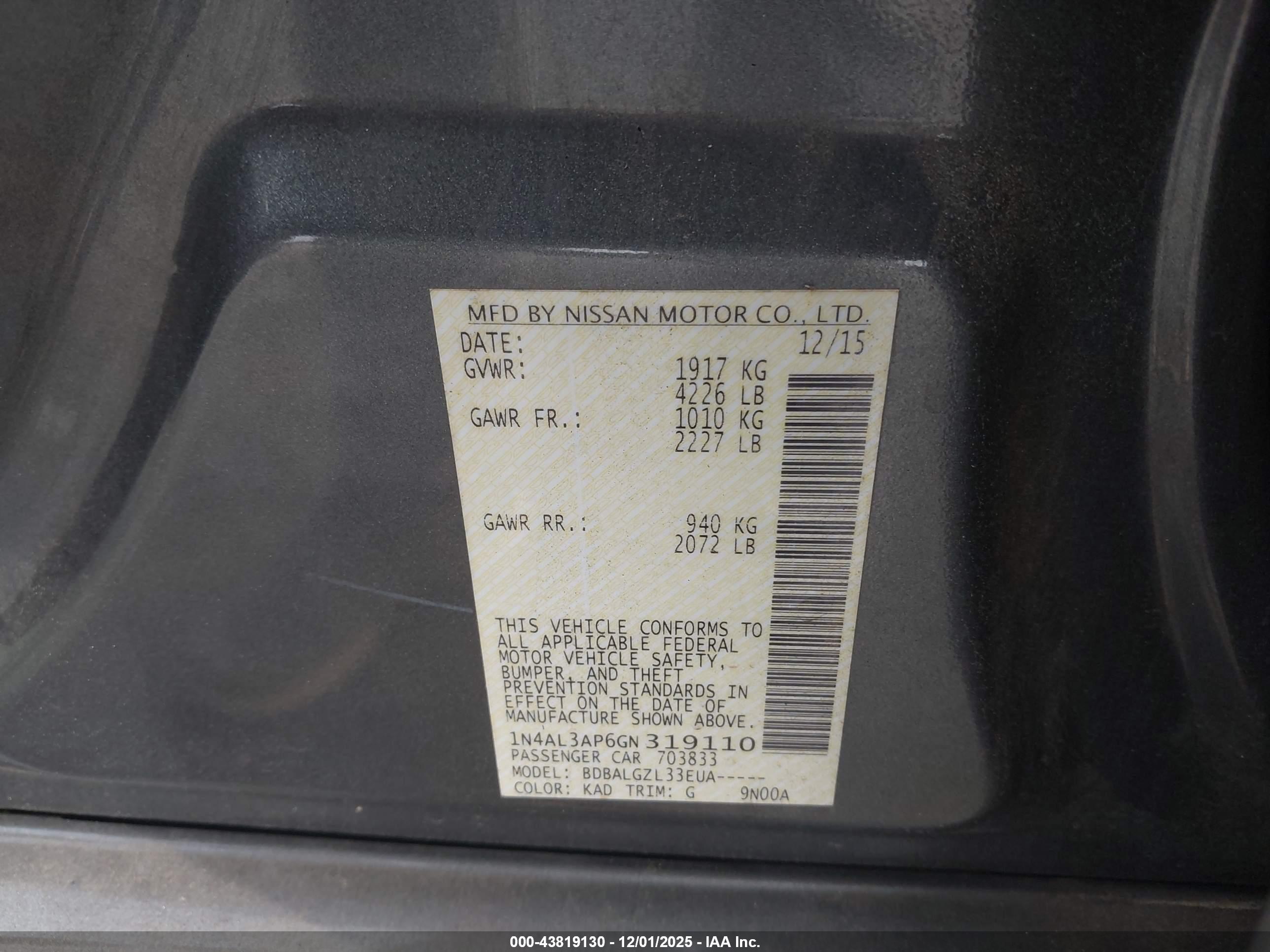 NISSAN ALTIMA image 9