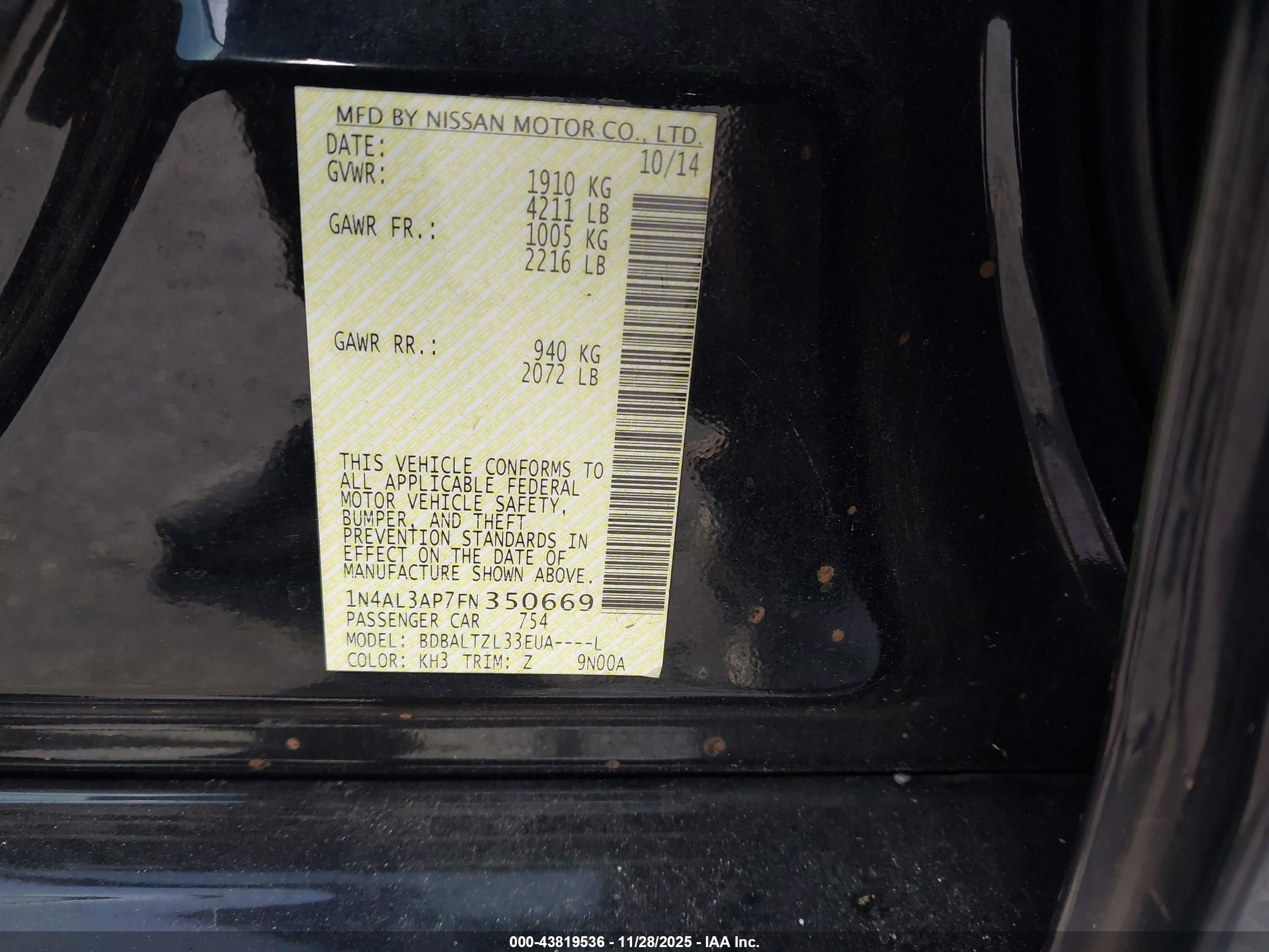 NISSAN ALTIMA image 9