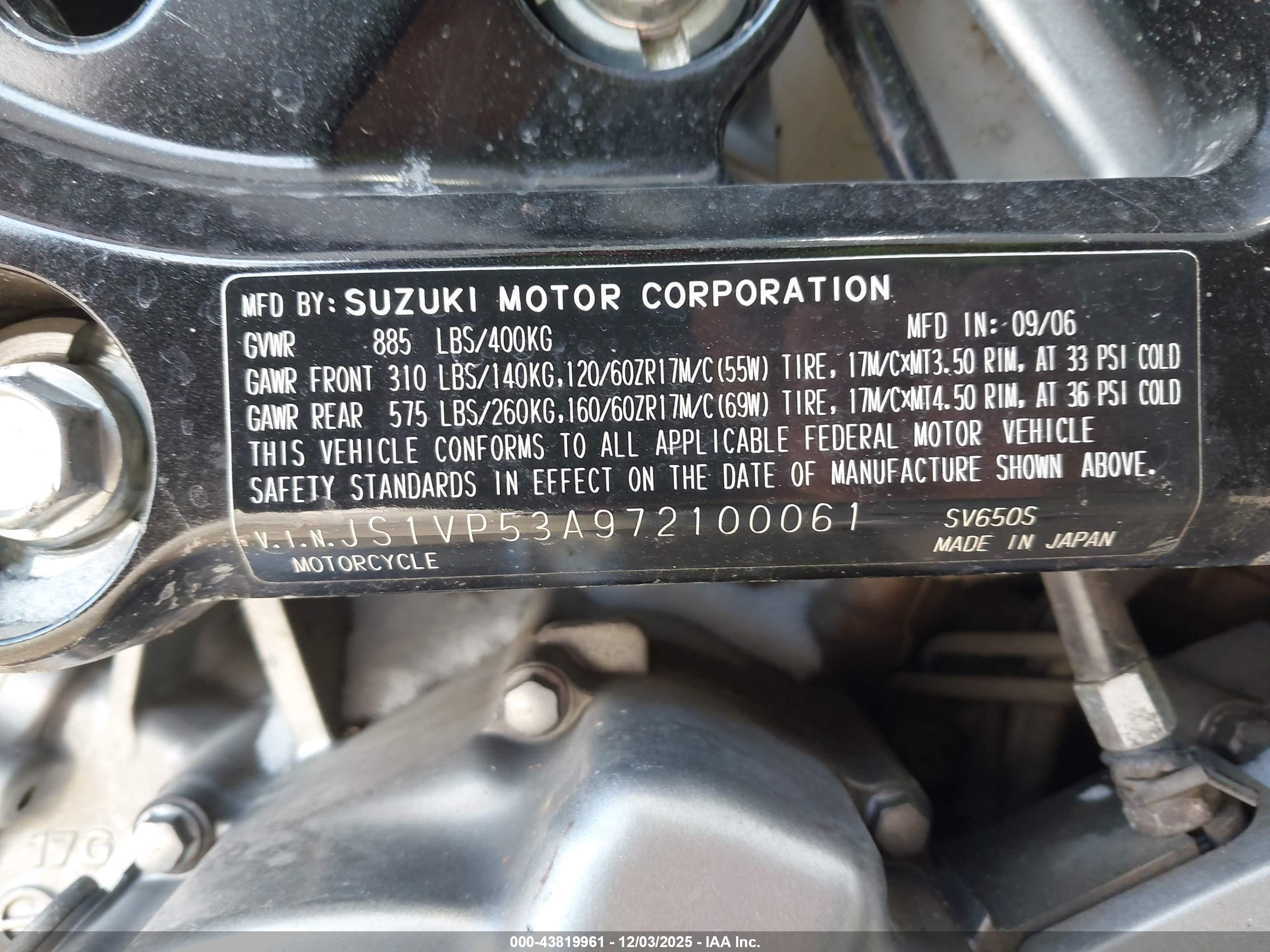 SUZUKI SV650 image 10