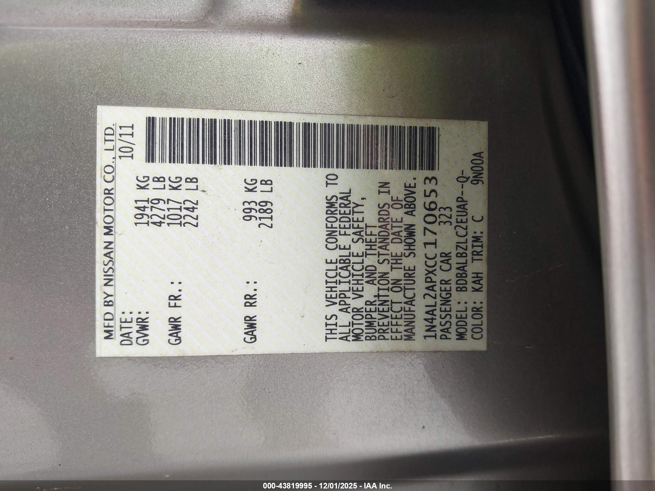 NISSAN ALTIMA image 9