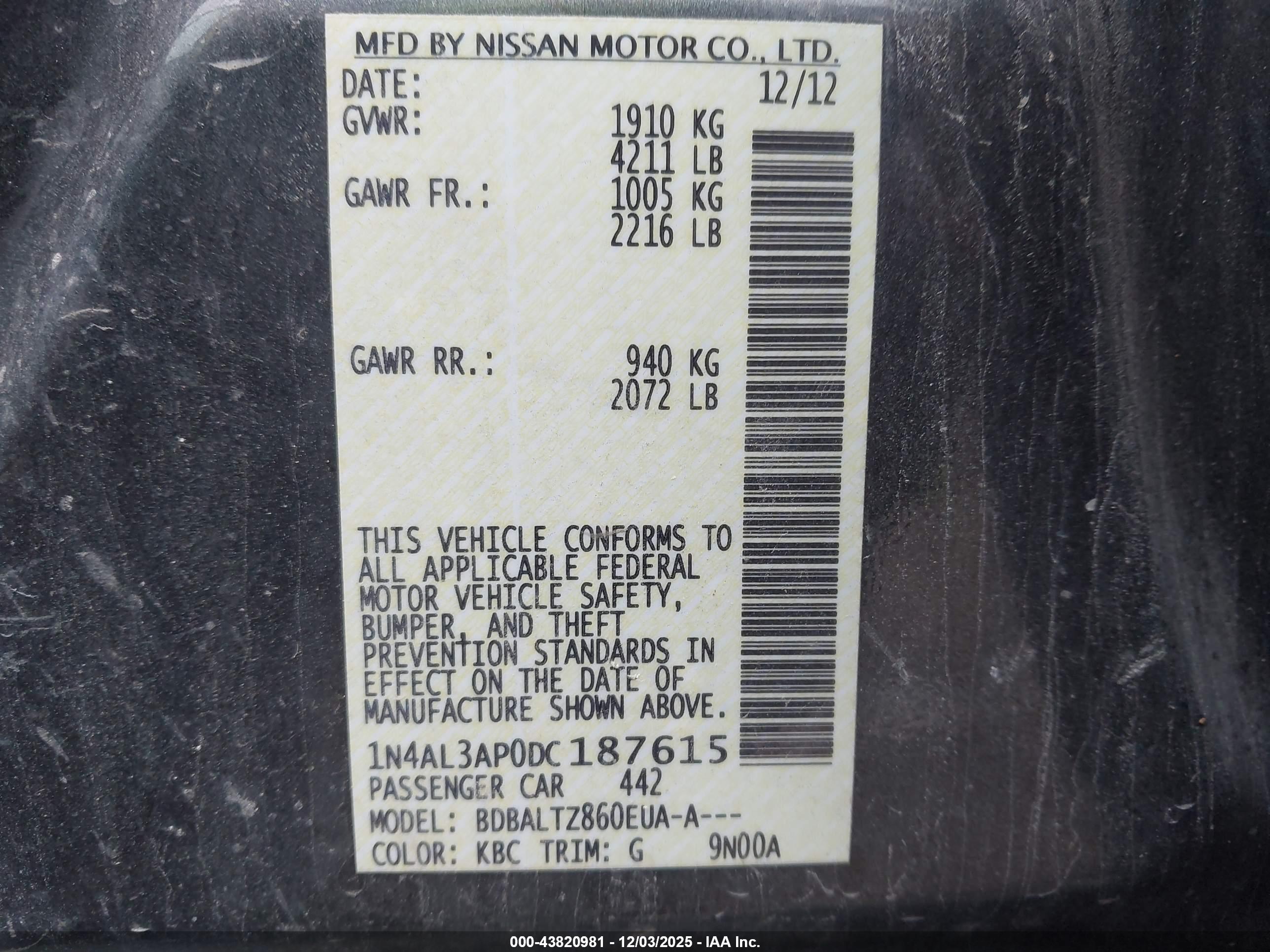NISSAN ALTIMA image 9