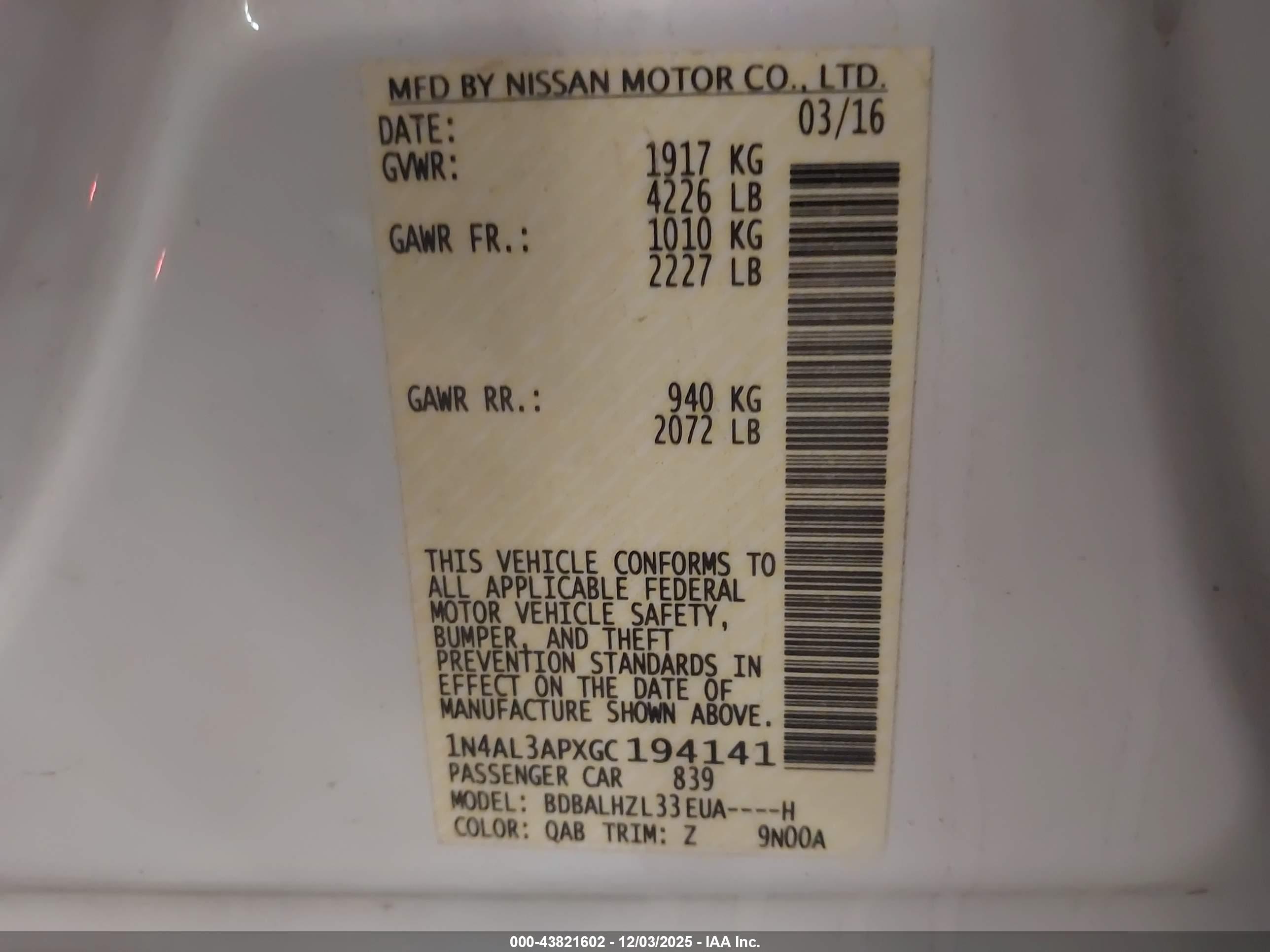 NISSAN ALTIMA image 9