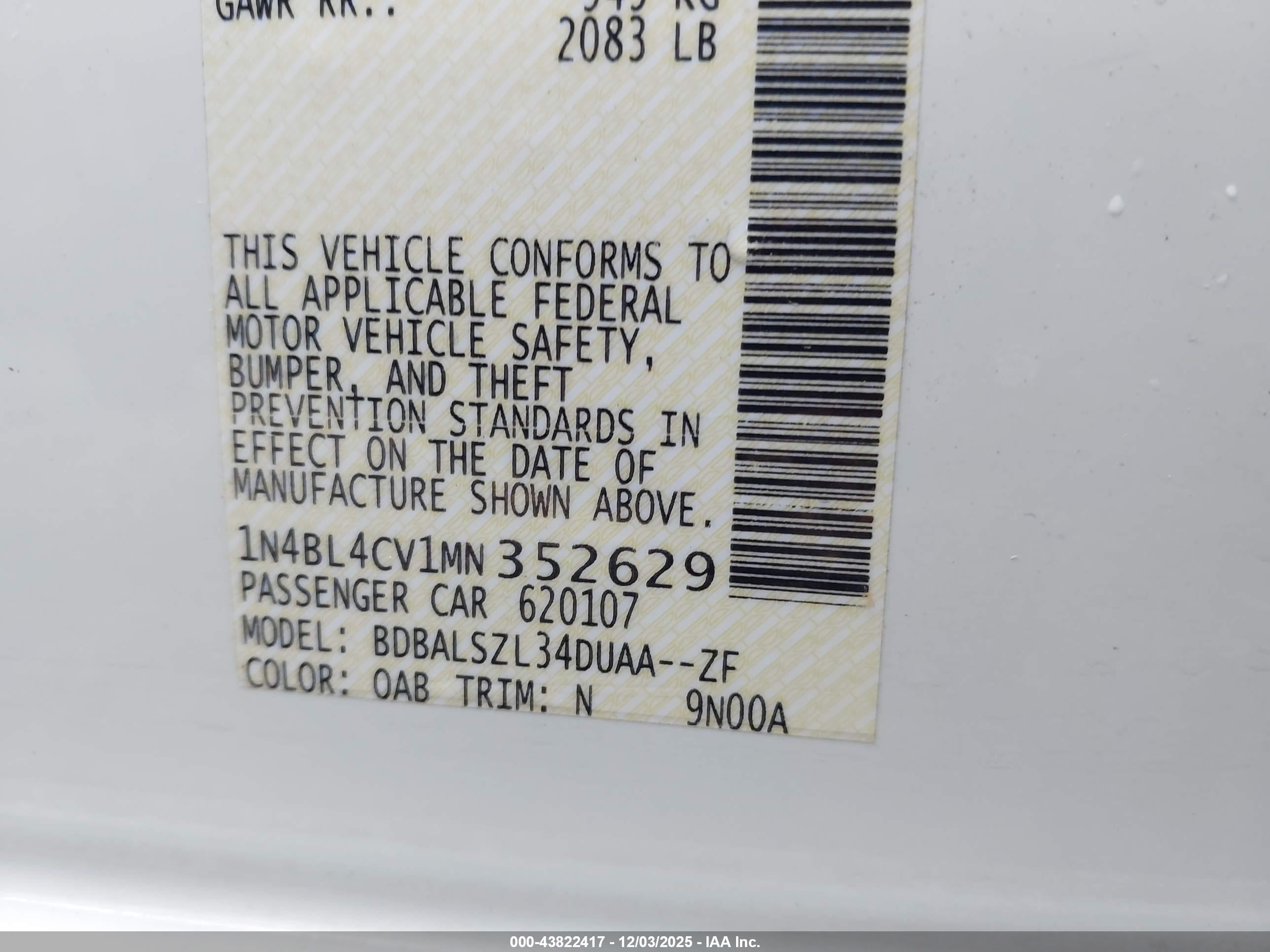 NISSAN ALTIMA image 9