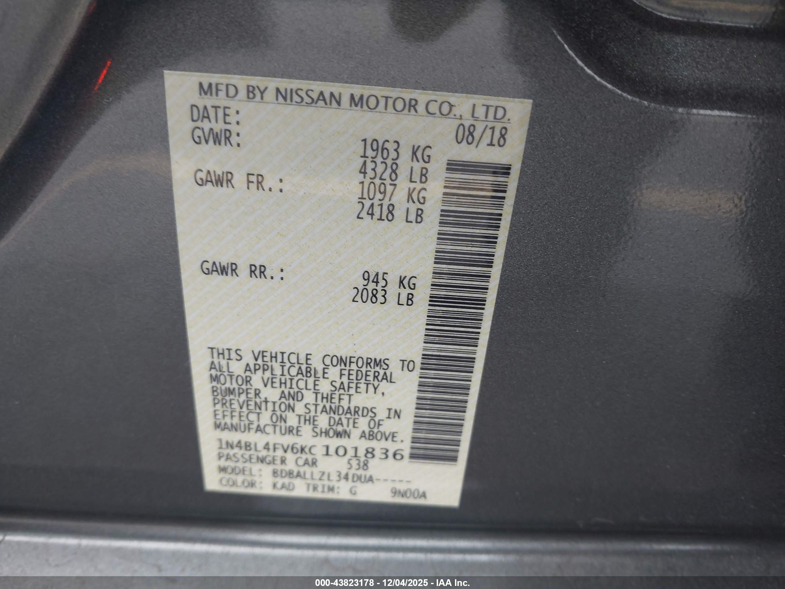 NISSAN ALTIMA image 9
