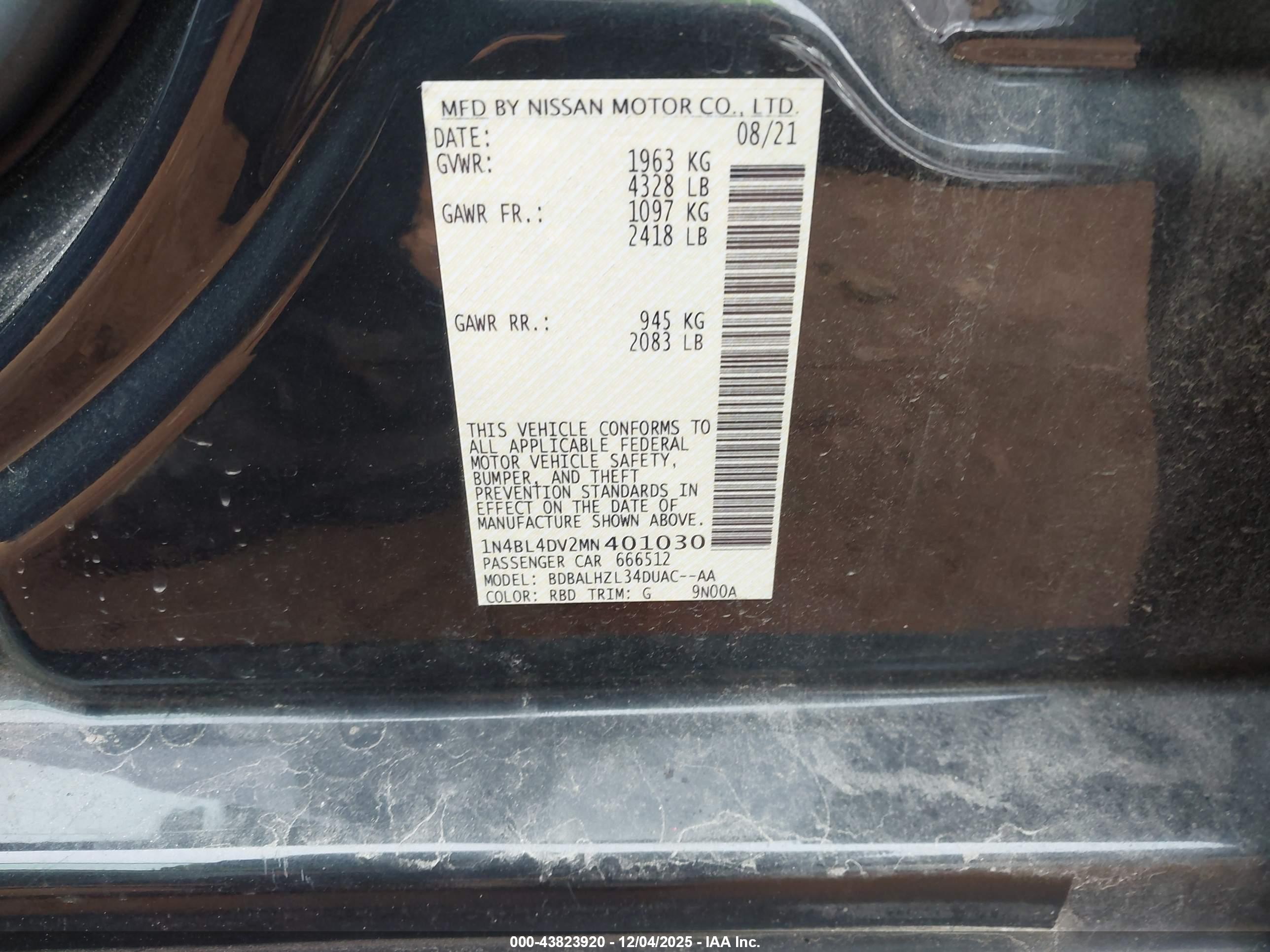 NISSAN ALTIMA image 9