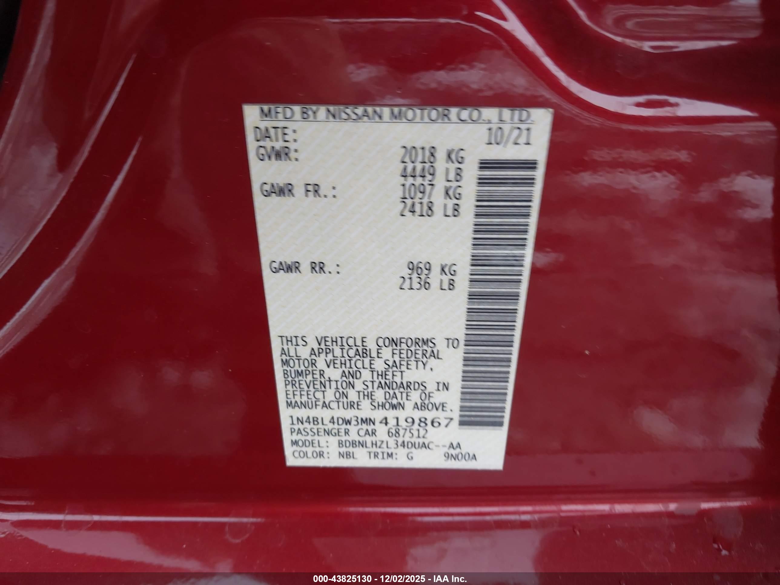 NISSAN ALTIMA image 9