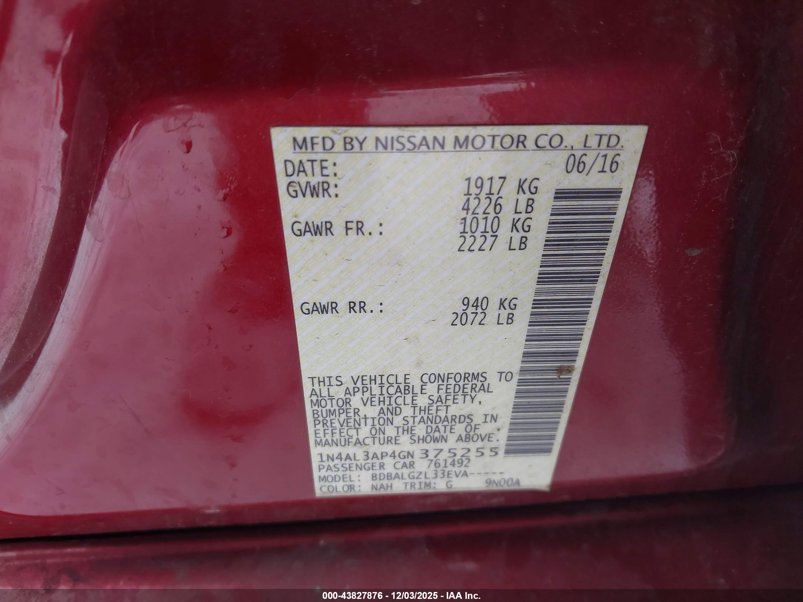 NISSAN ALTIMA image 9