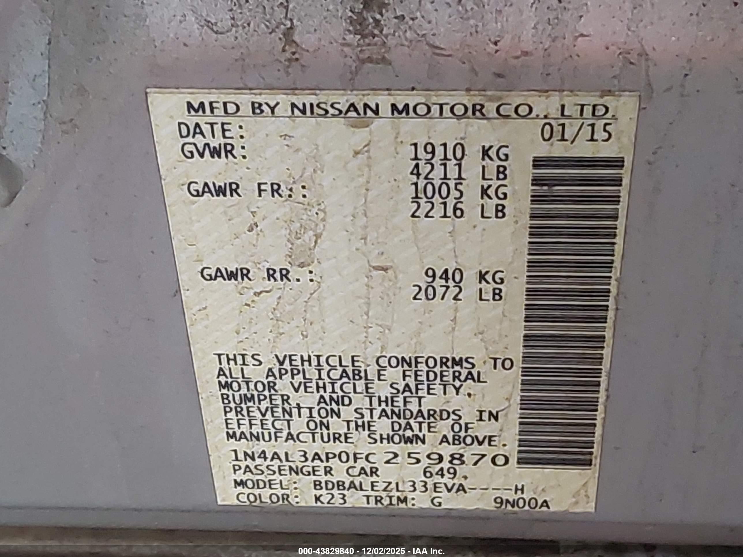 NISSAN ALTIMA image 9