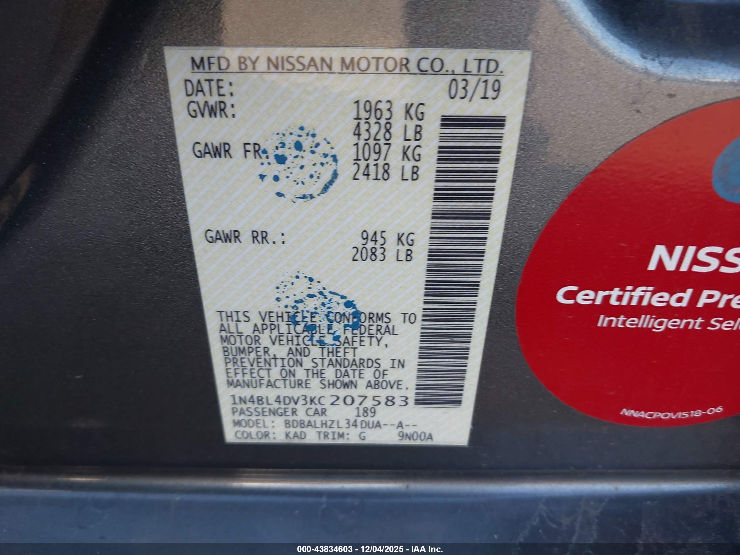 NISSAN ALTIMA image 9