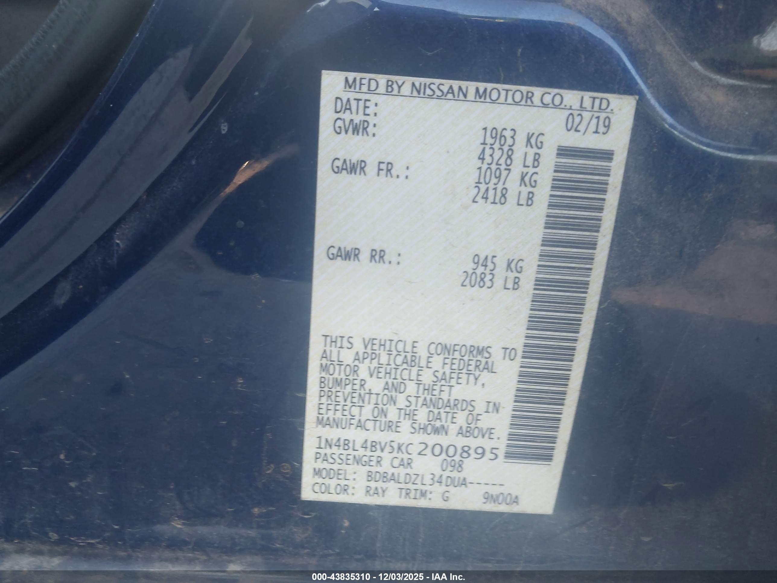 NISSAN ALTIMA image 9