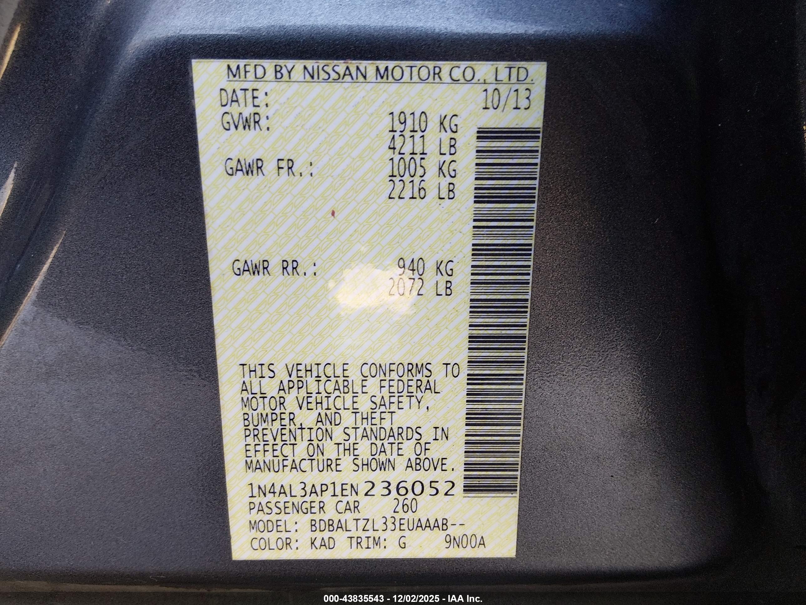 NISSAN ALTIMA image 9