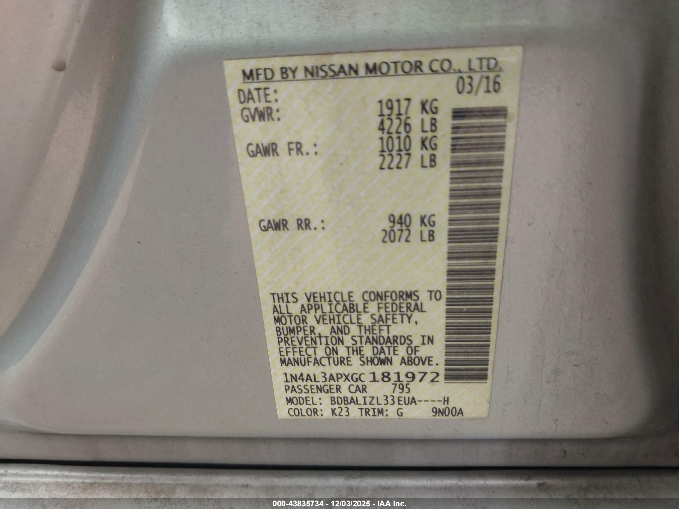 NISSAN ALTIMA image 9