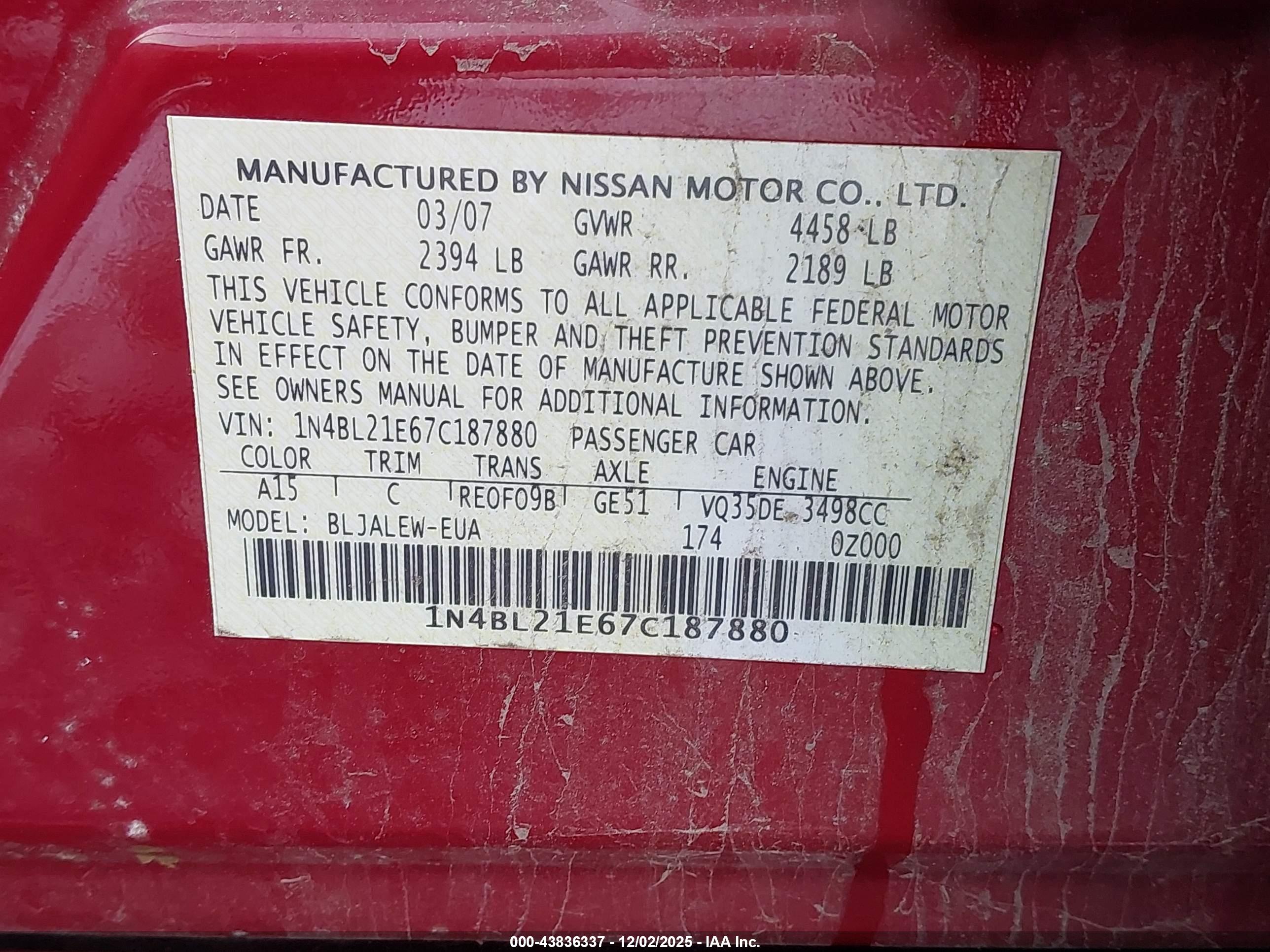 NISSAN ALTIMA image 9