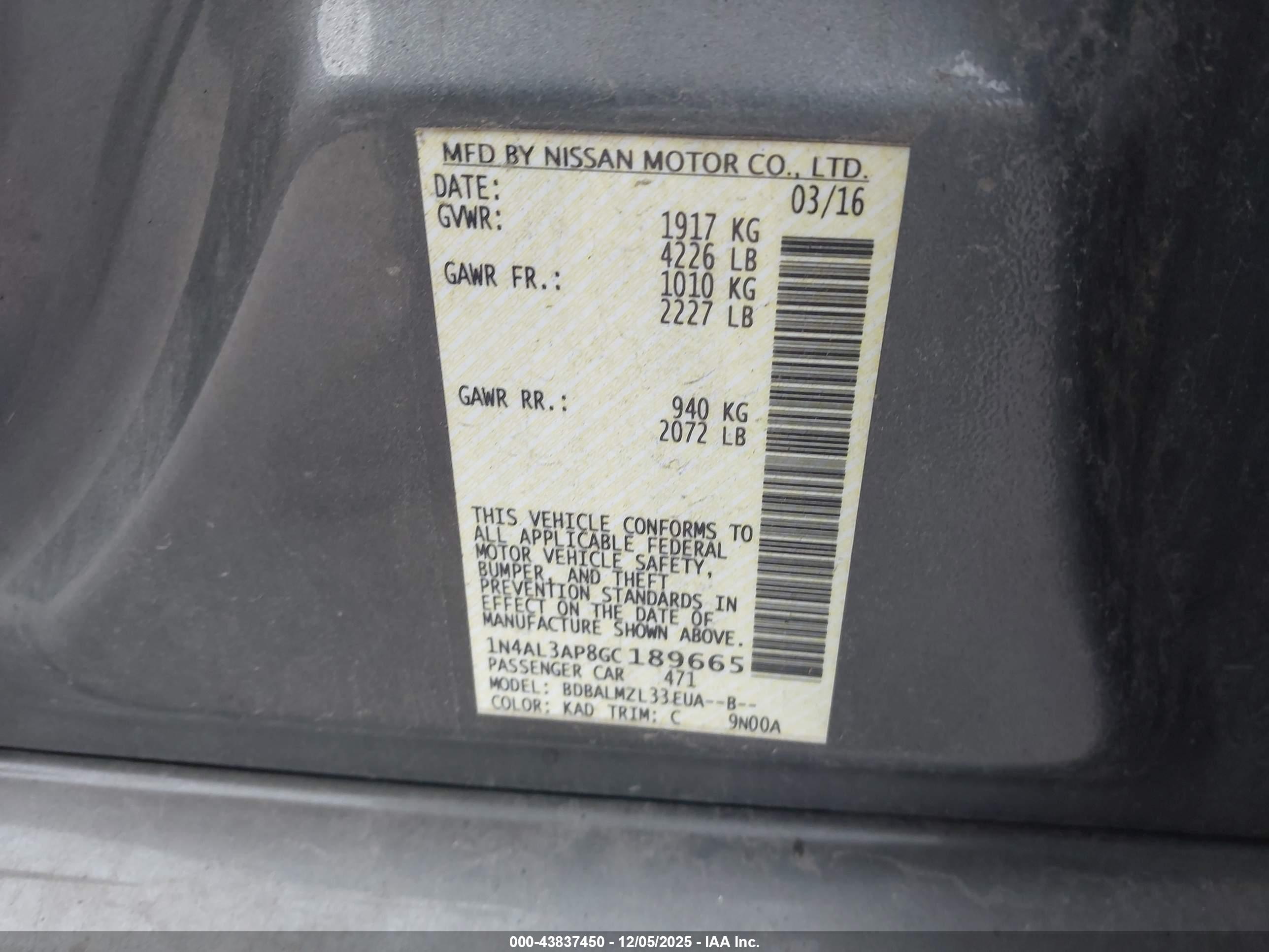 NISSAN ALTIMA image 9