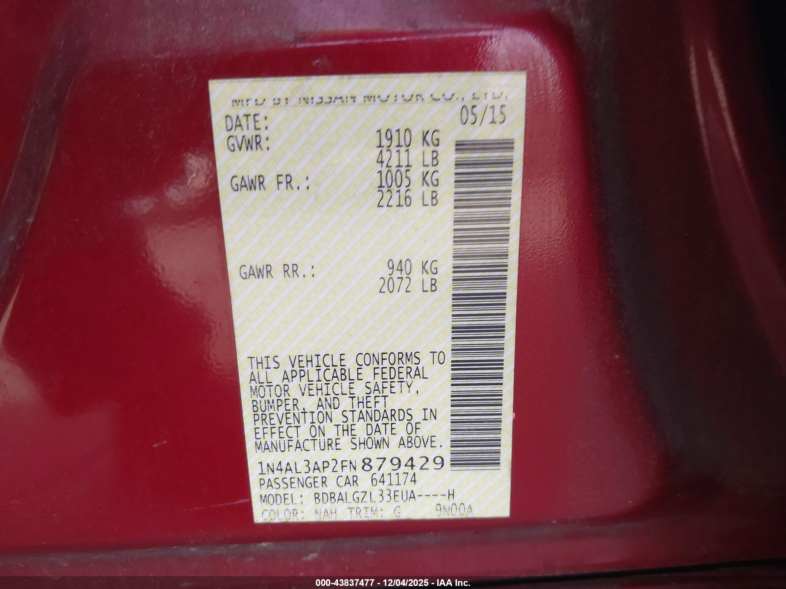 NISSAN ALTIMA image 9