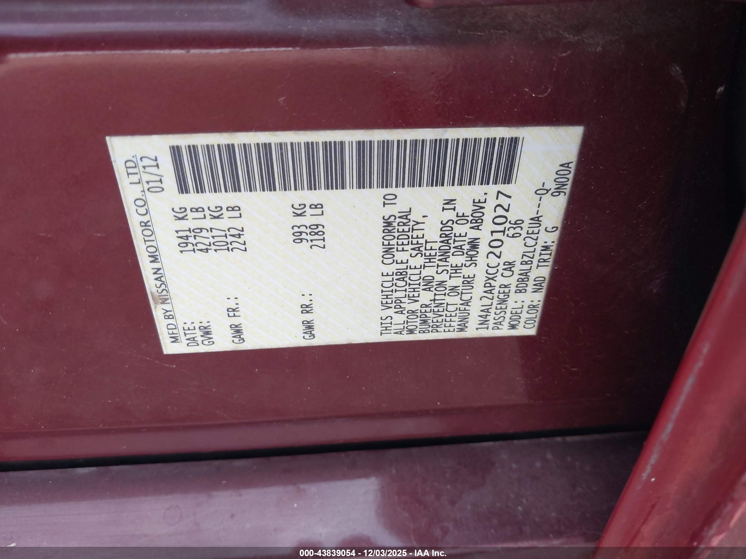 NISSAN ALTIMA image 9