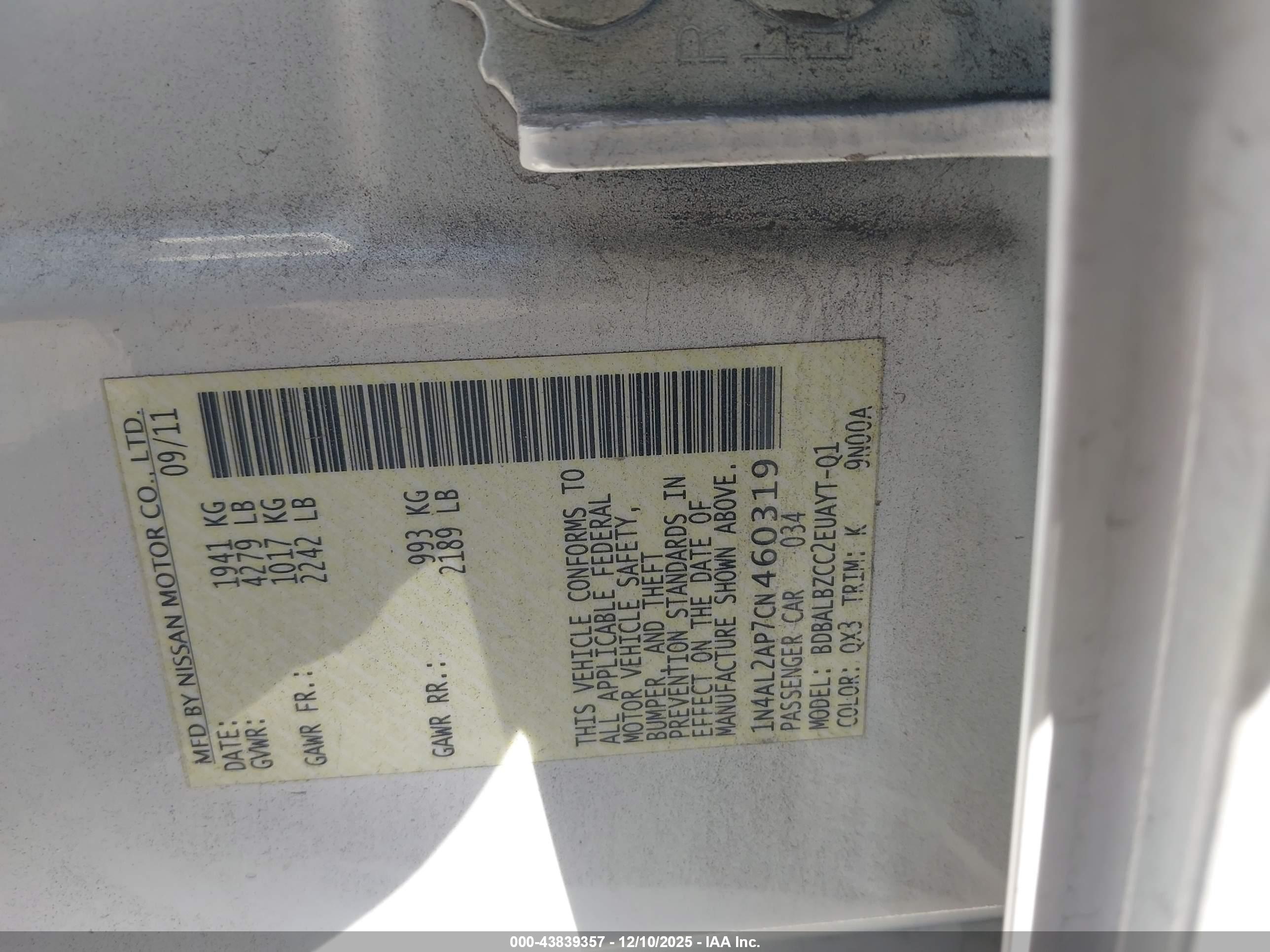 NISSAN ALTIMA image 9