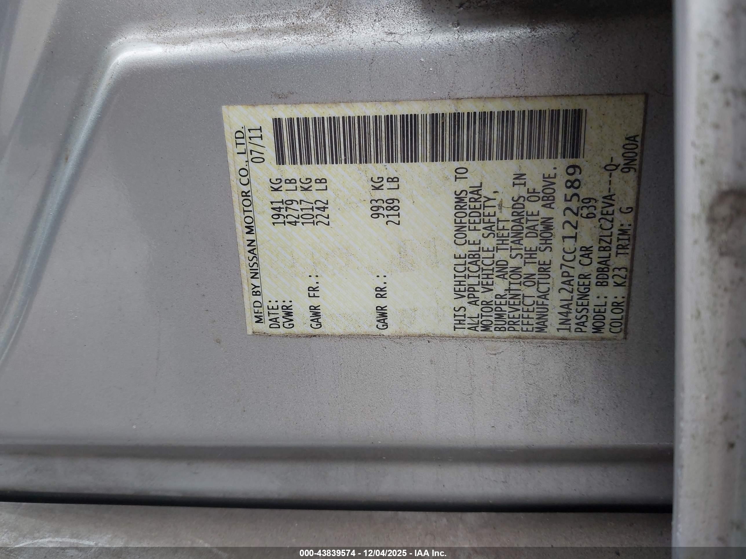 NISSAN ALTIMA image 9