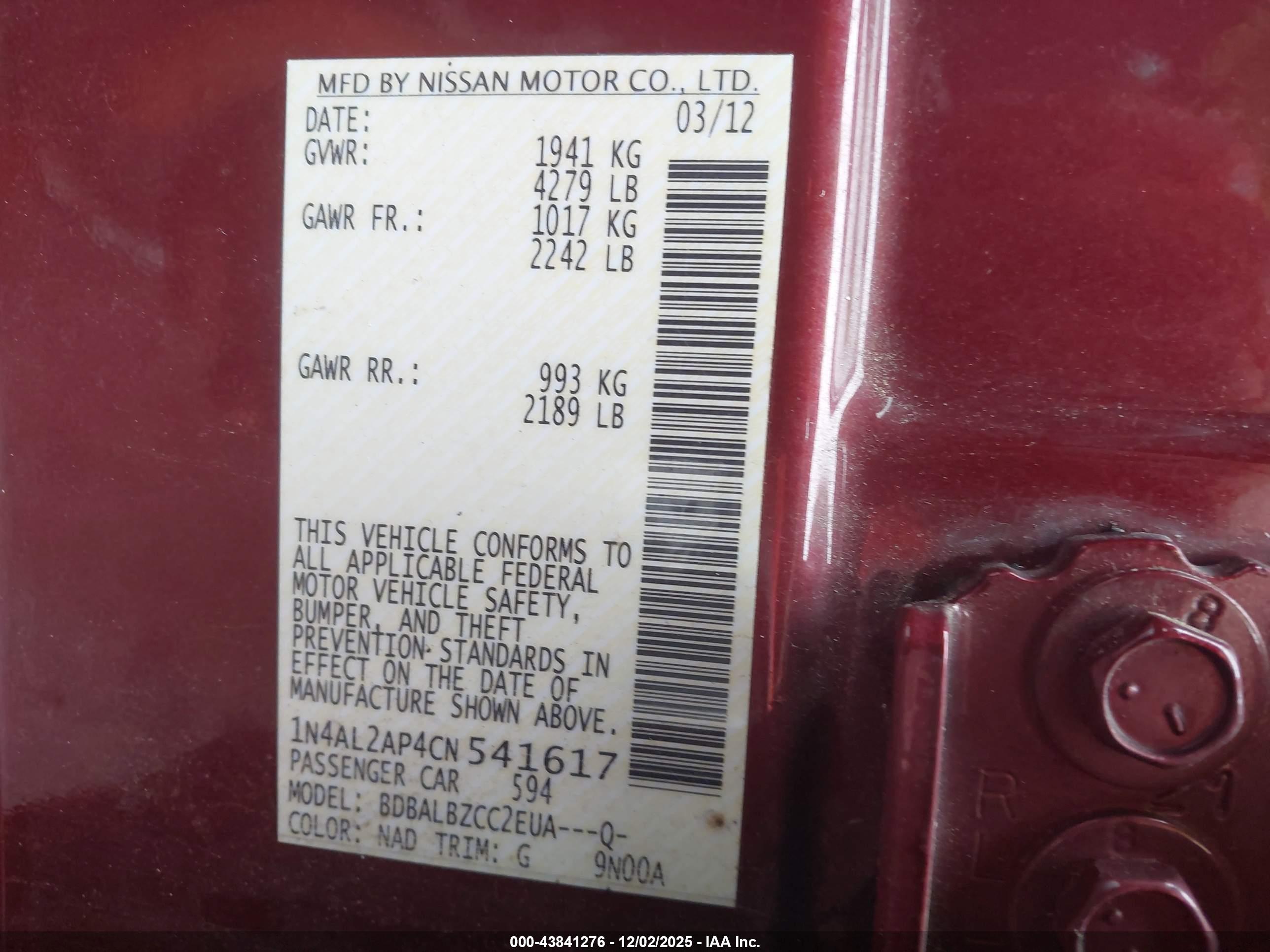NISSAN ALTIMA image 9