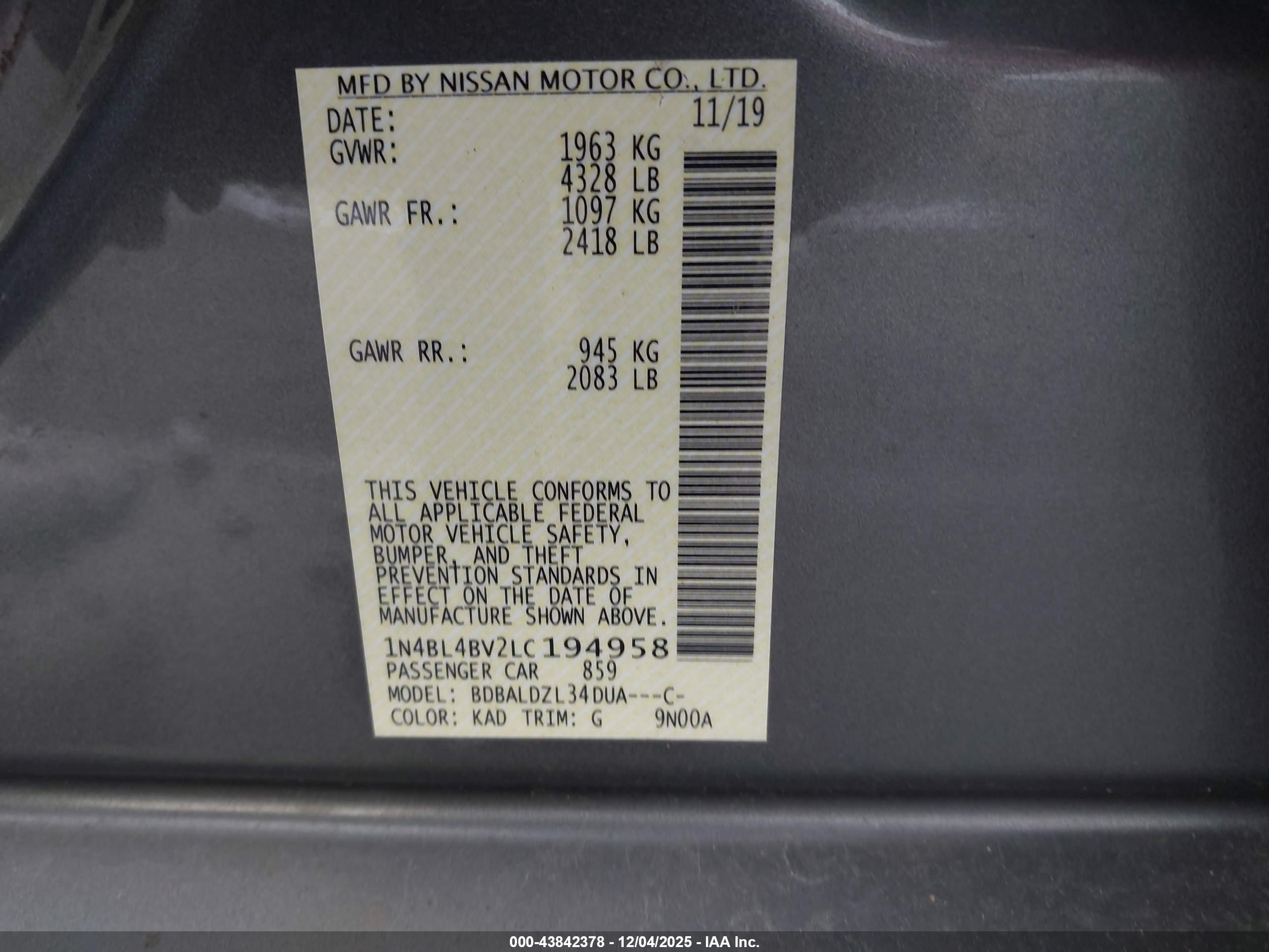 NISSAN ALTIMA image 9
