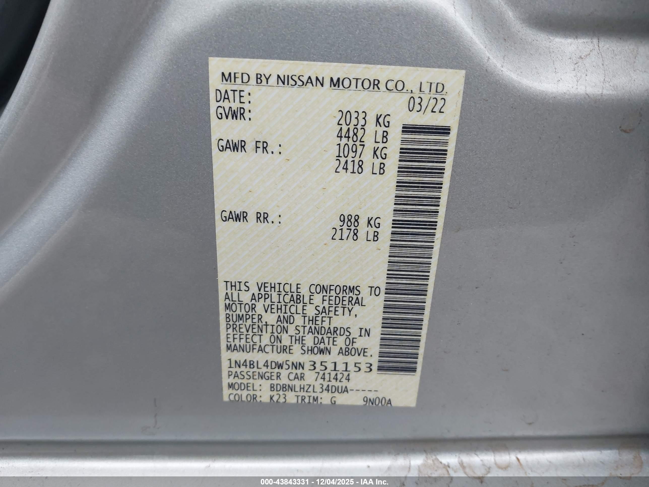 NISSAN ALTIMA image 9