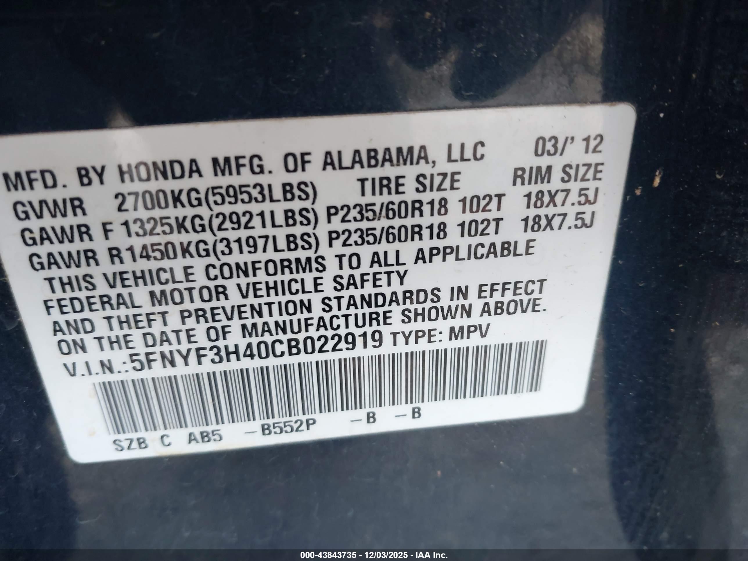 HONDA PILOT image 9
