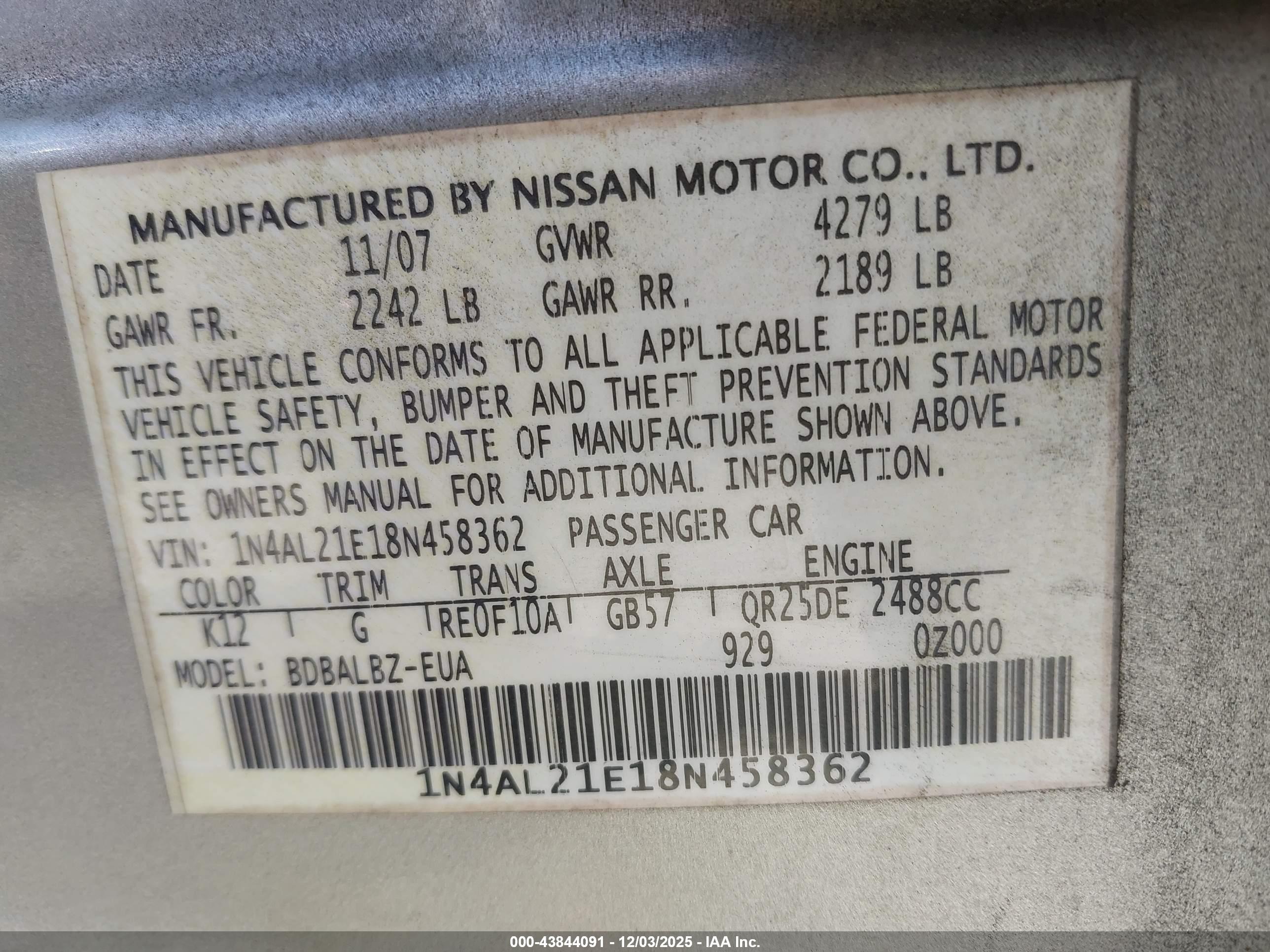 NISSAN ALTIMA image 9