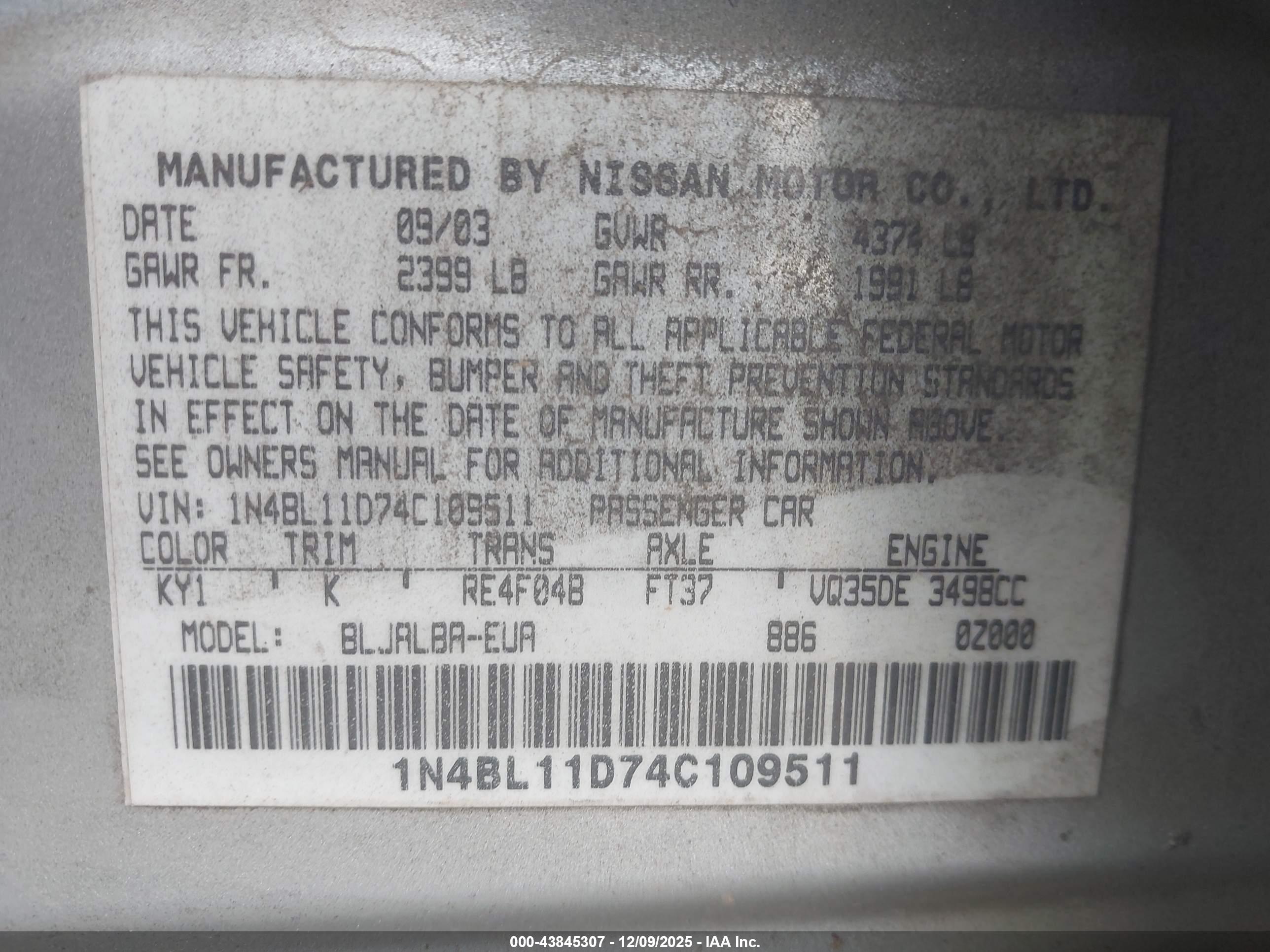 NISSAN ALTIMA image 9