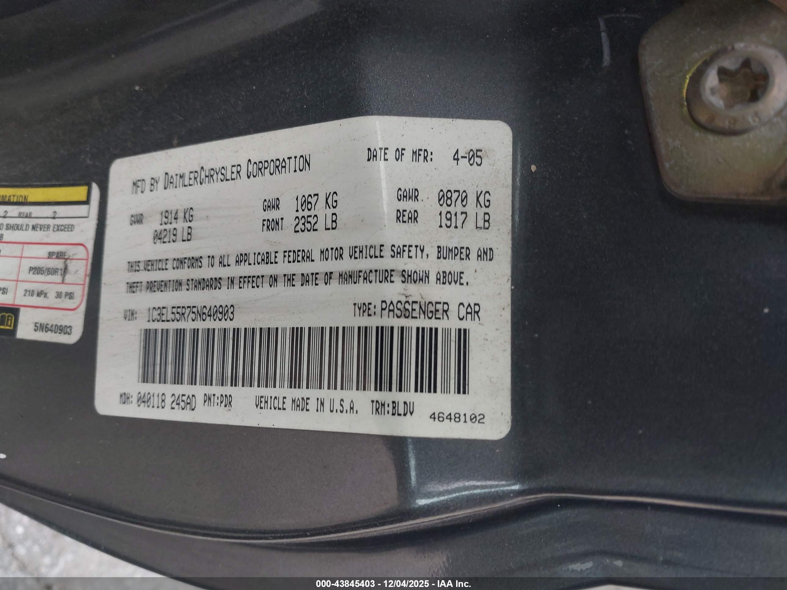 CHRYSLER SEBRING image 9