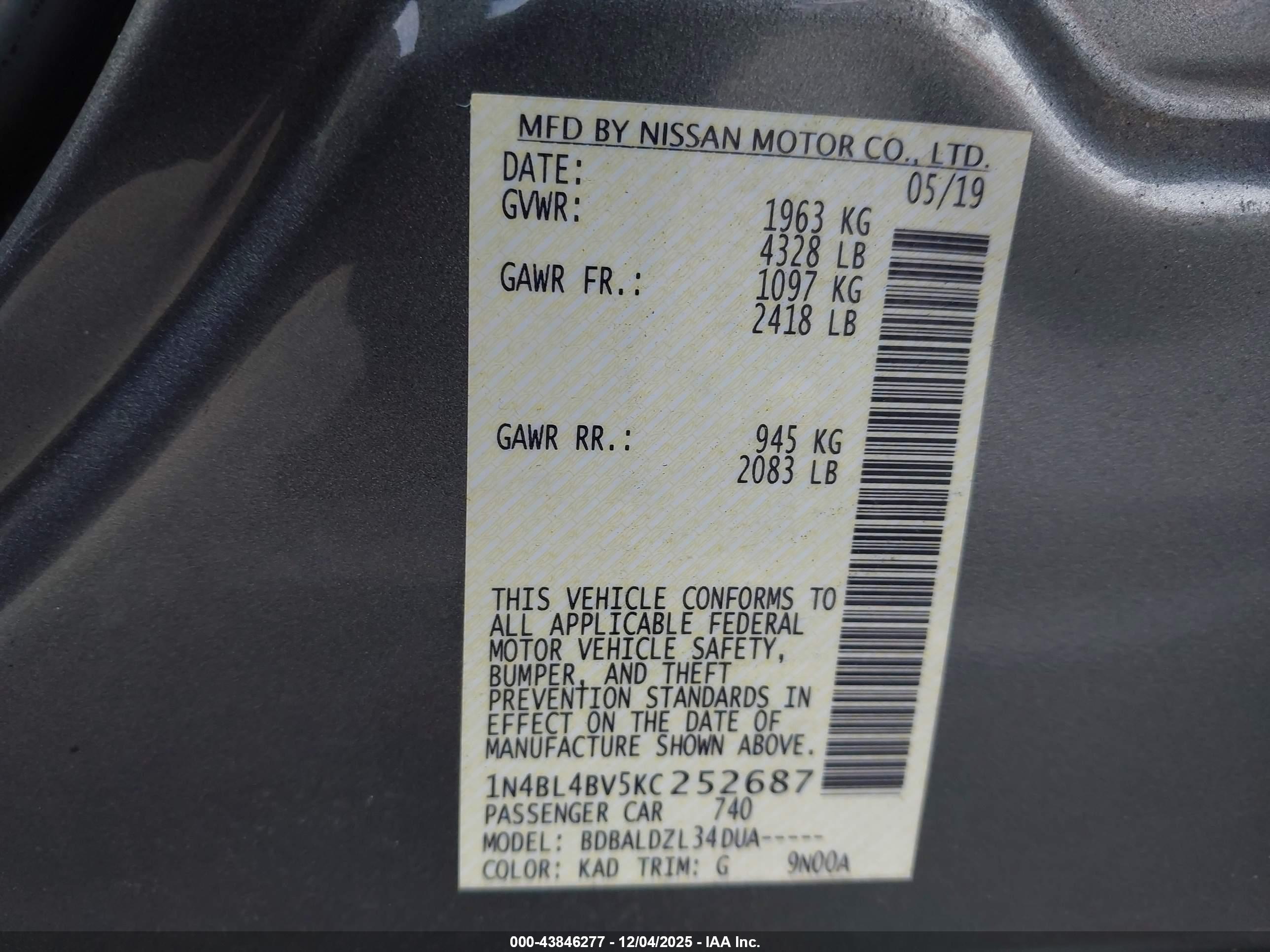 NISSAN ALTIMA image 9
