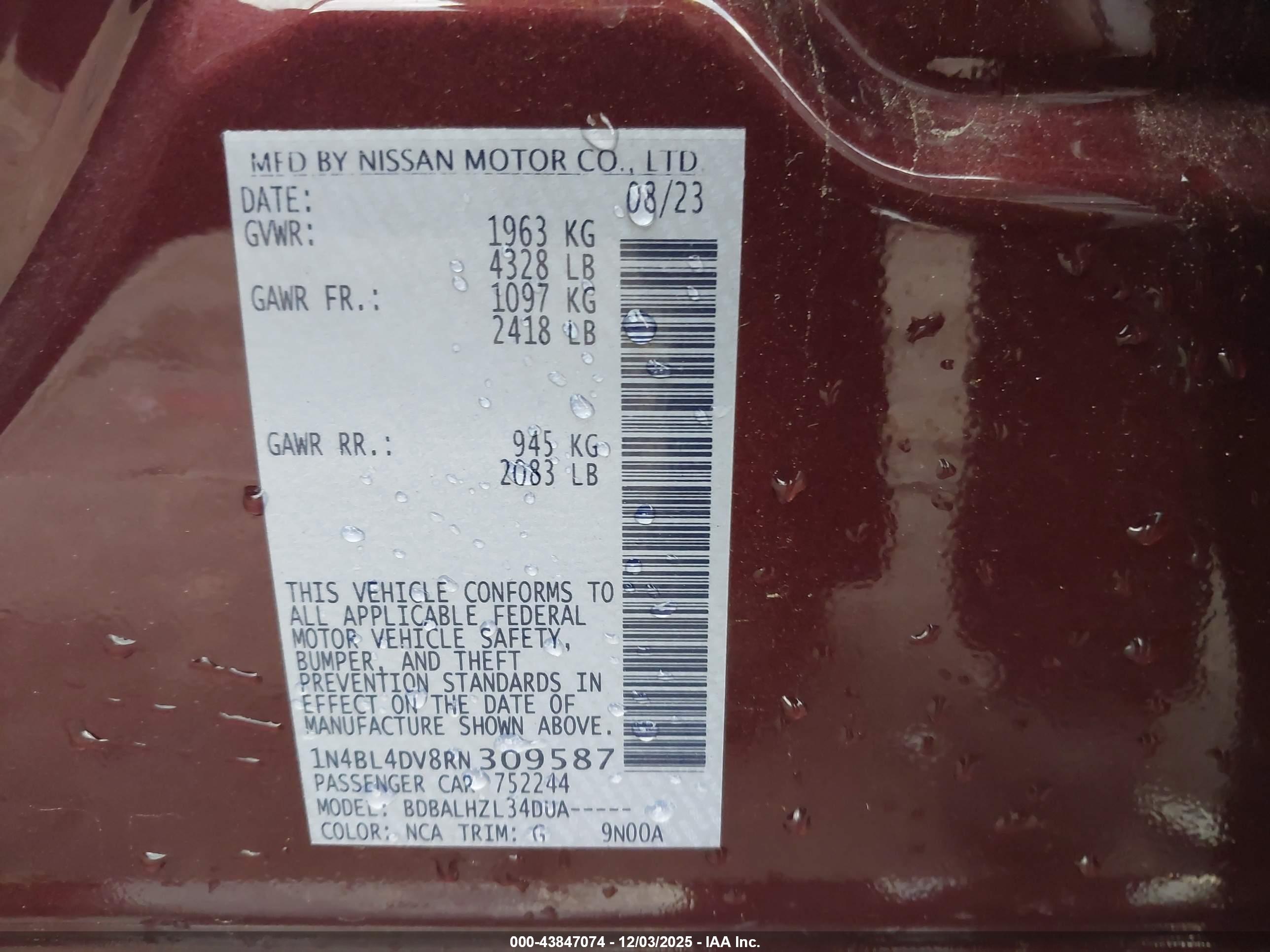 NISSAN ALTIMA image 9
