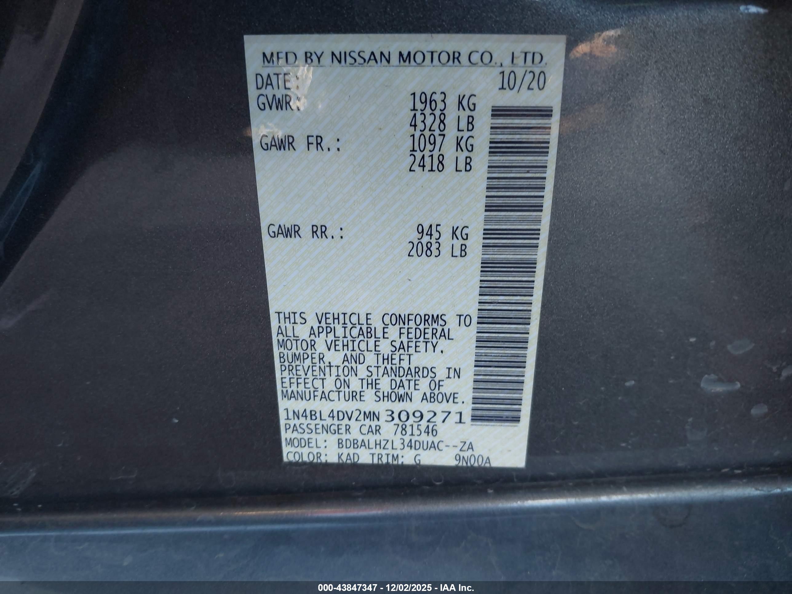 NISSAN ALTIMA image 9