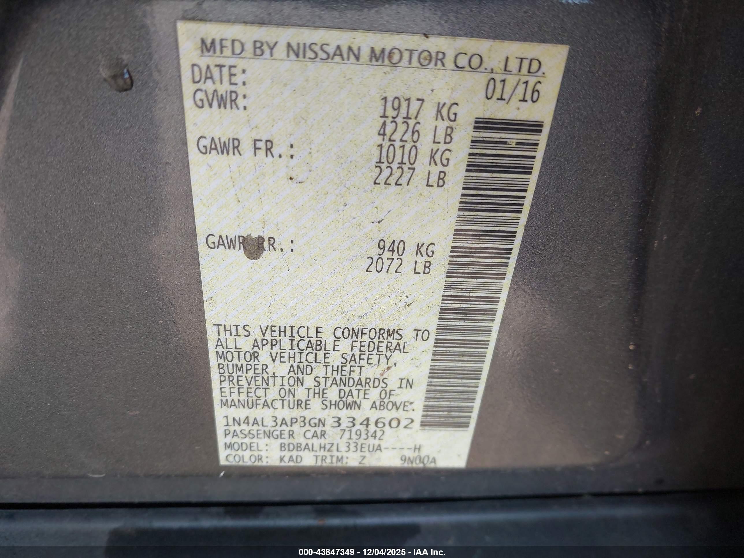 NISSAN ALTIMA image 9