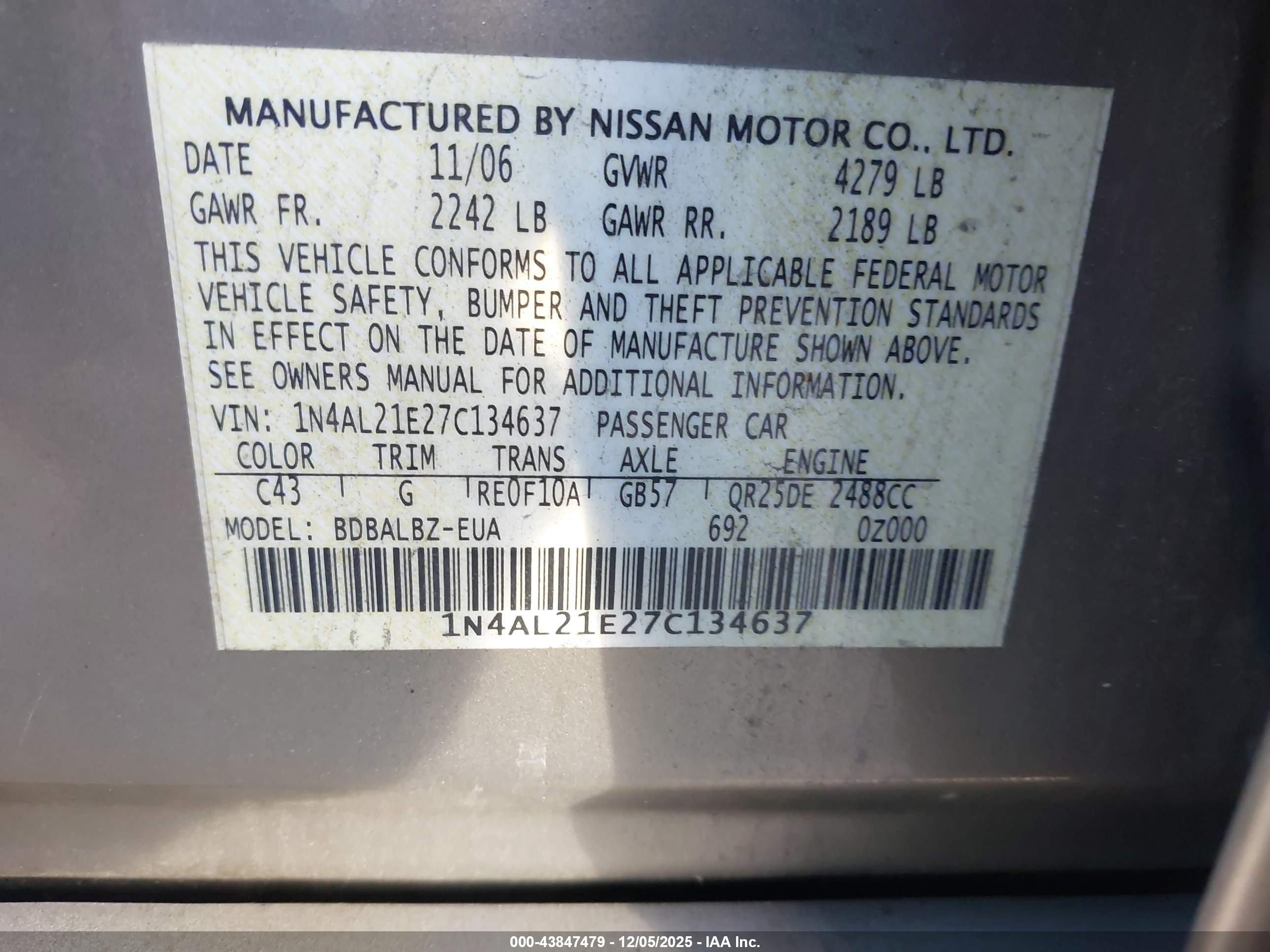 NISSAN ALTIMA image 9