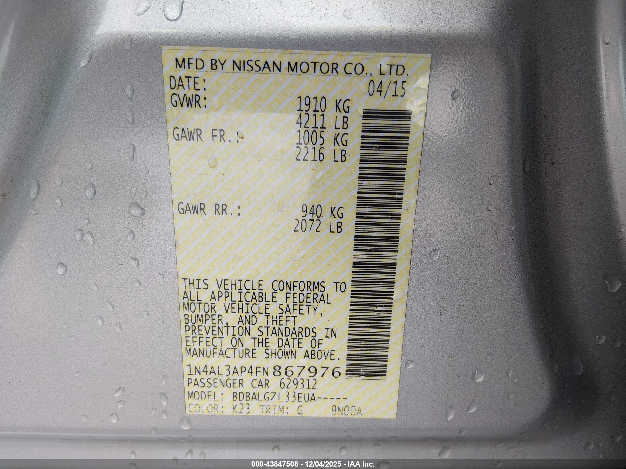 NISSAN ALTIMA image 9