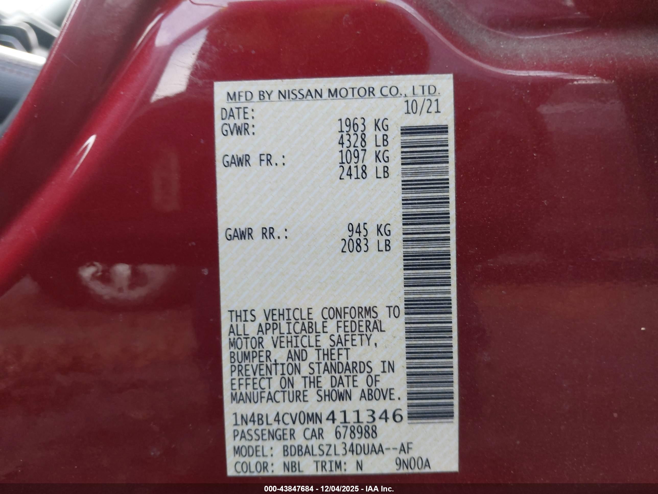 NISSAN ALTIMA image 9