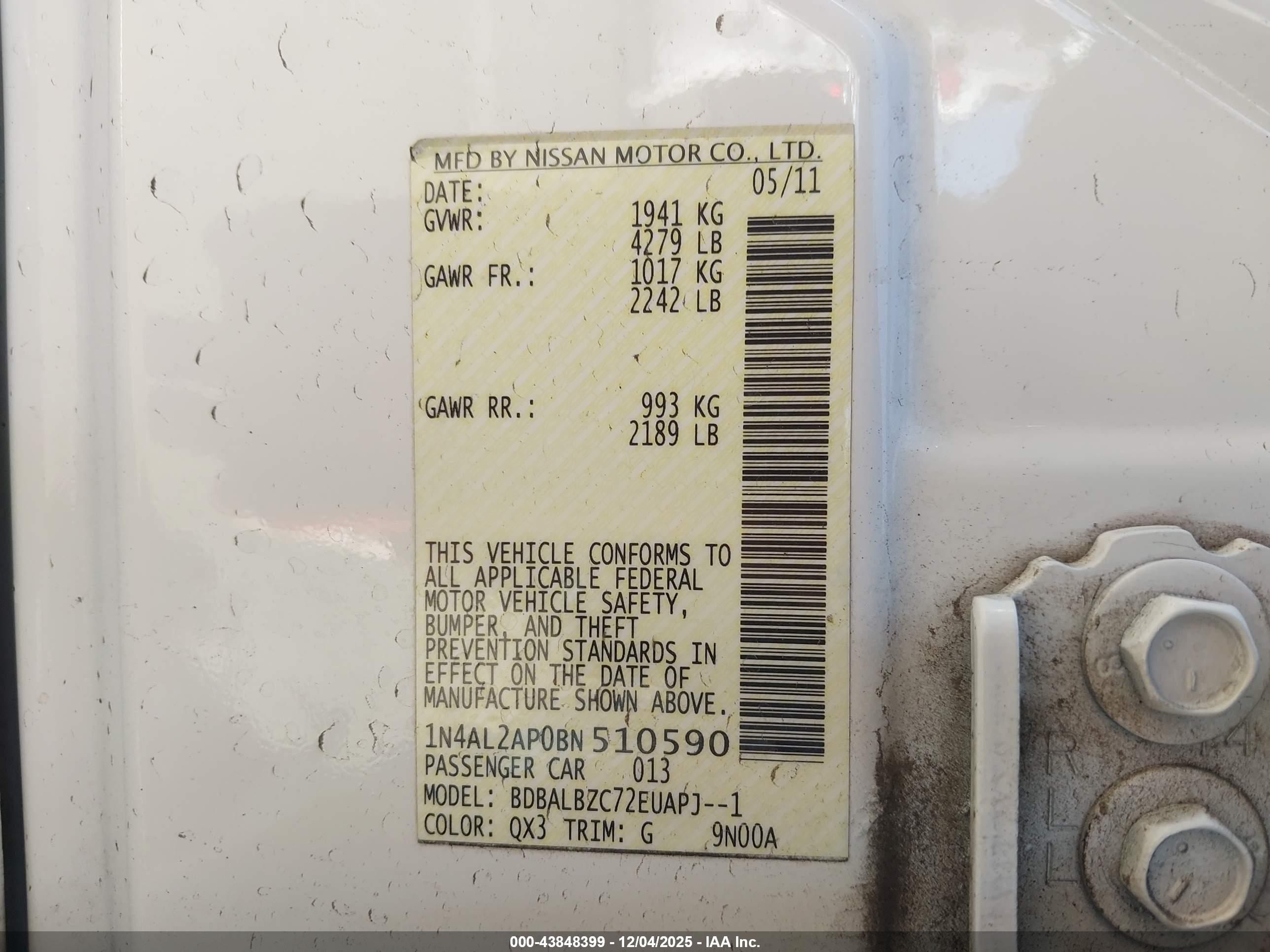 NISSAN ALTIMA image 9