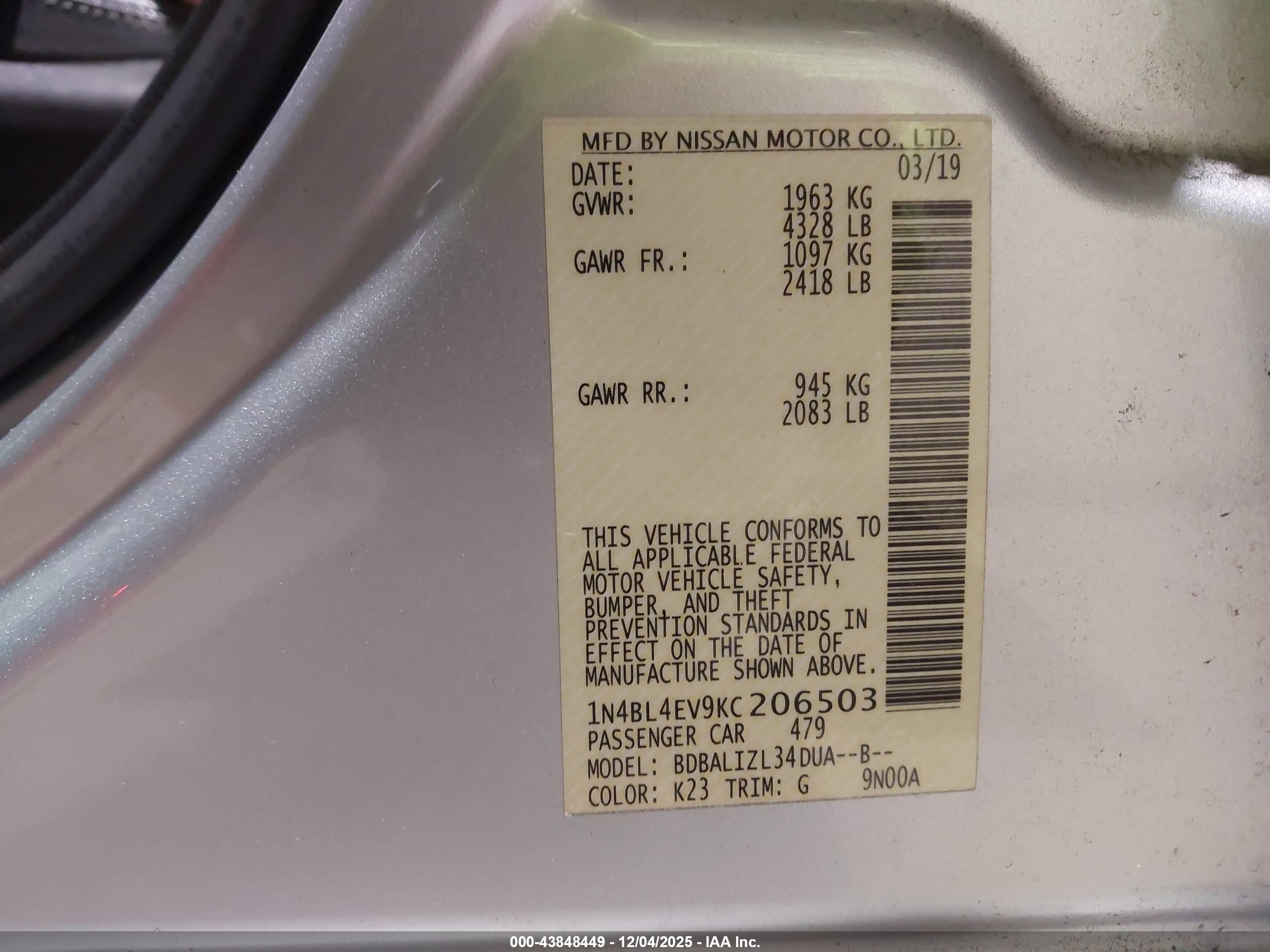 NISSAN ALTIMA image 9