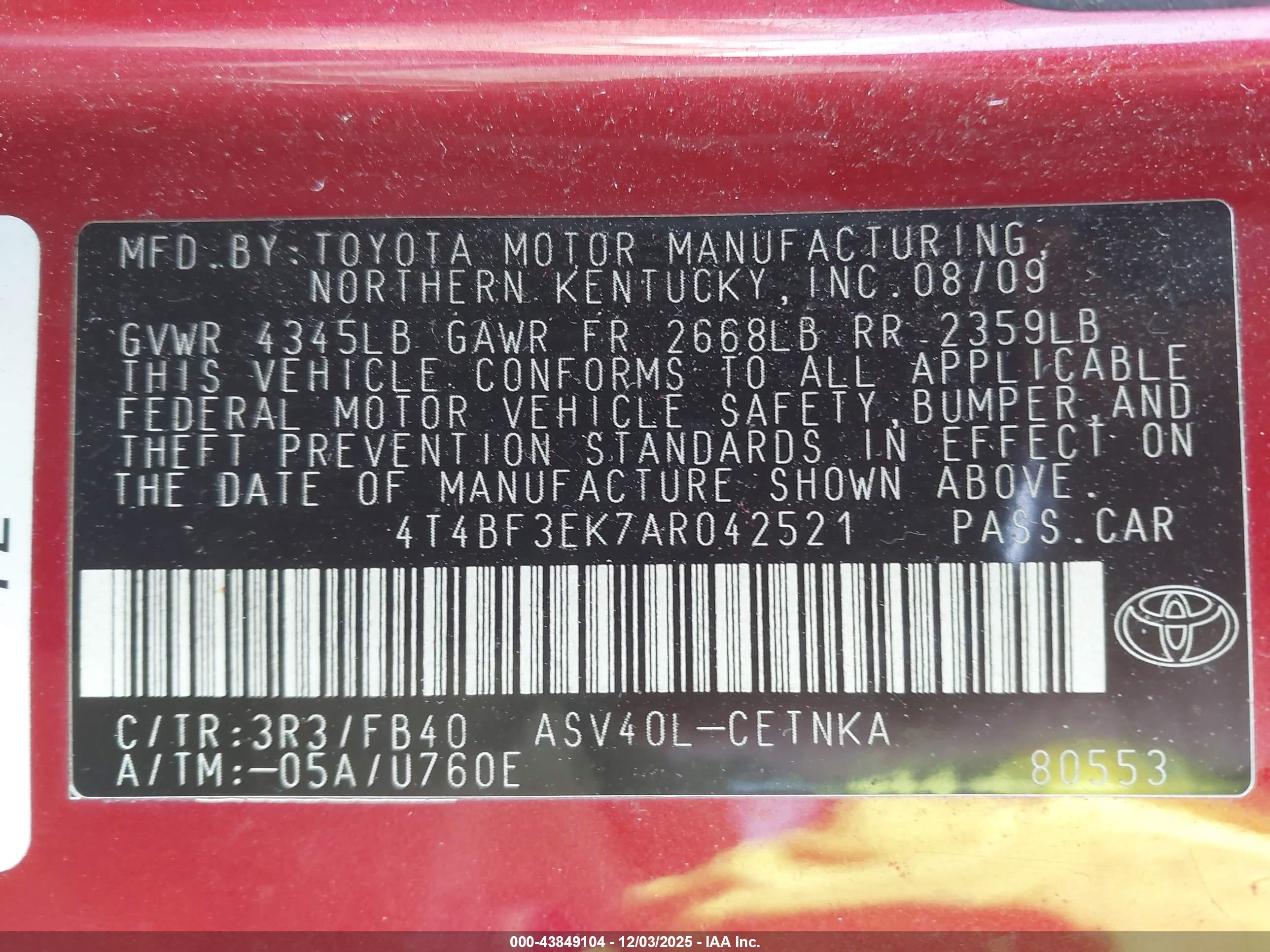 TOYOTA CAMRY image 9