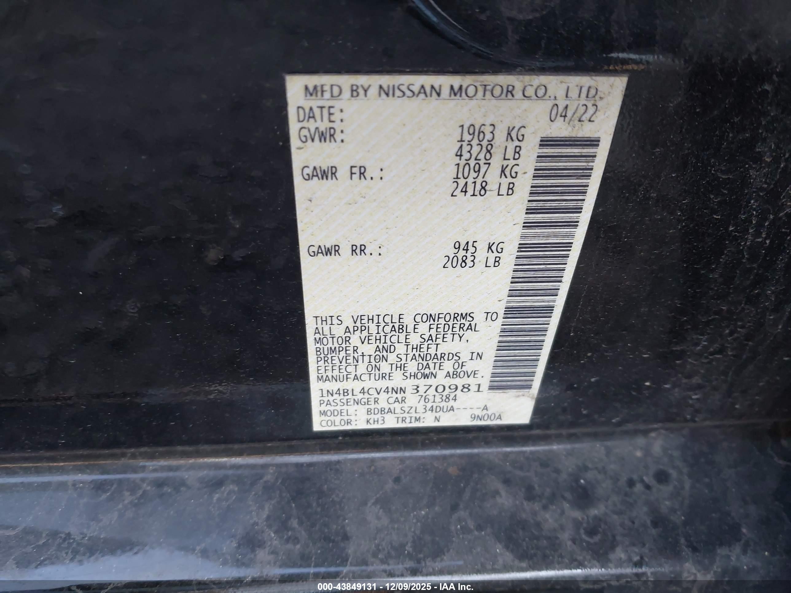 NISSAN ALTIMA image 9