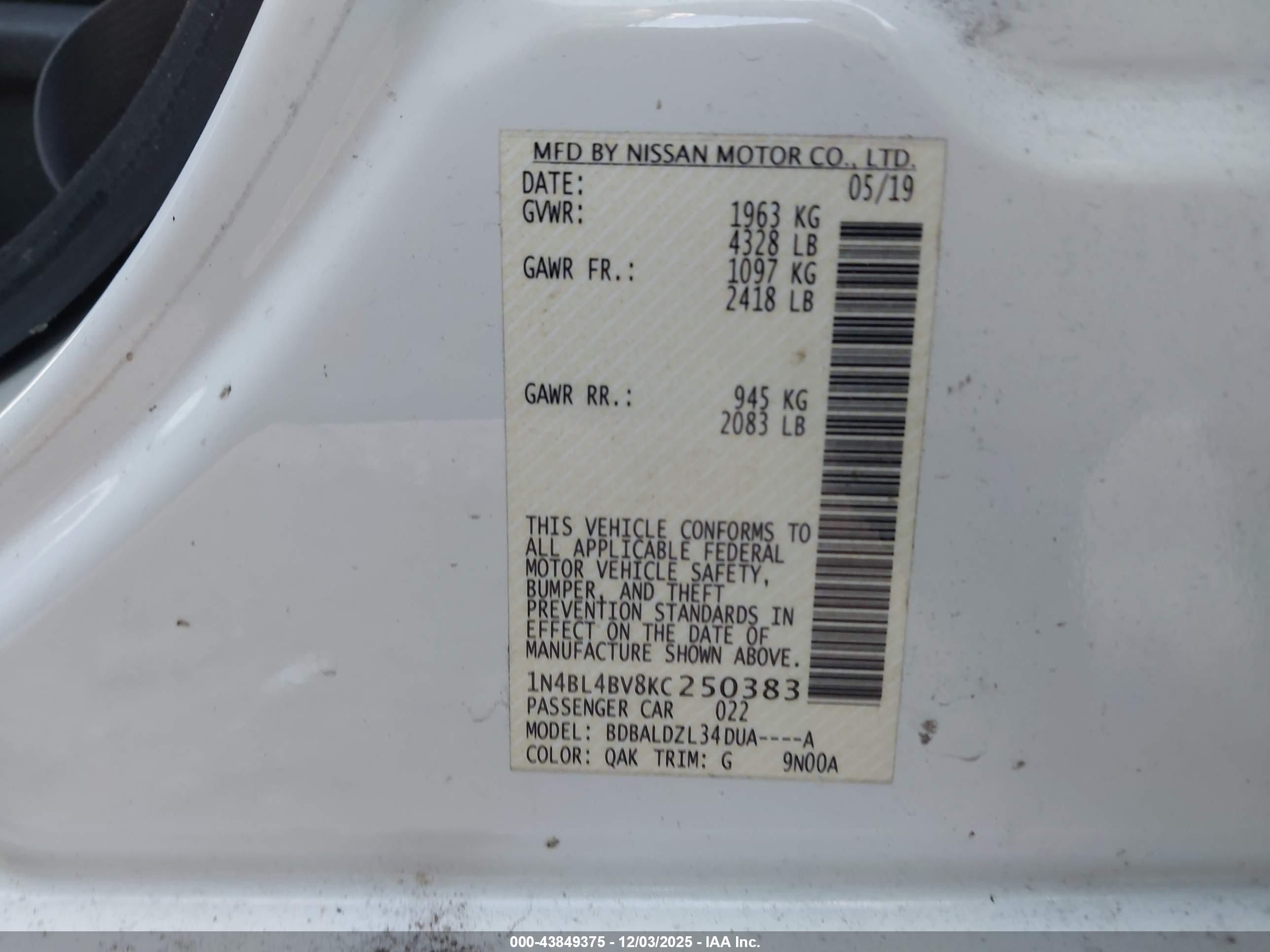 NISSAN ALTIMA image 9