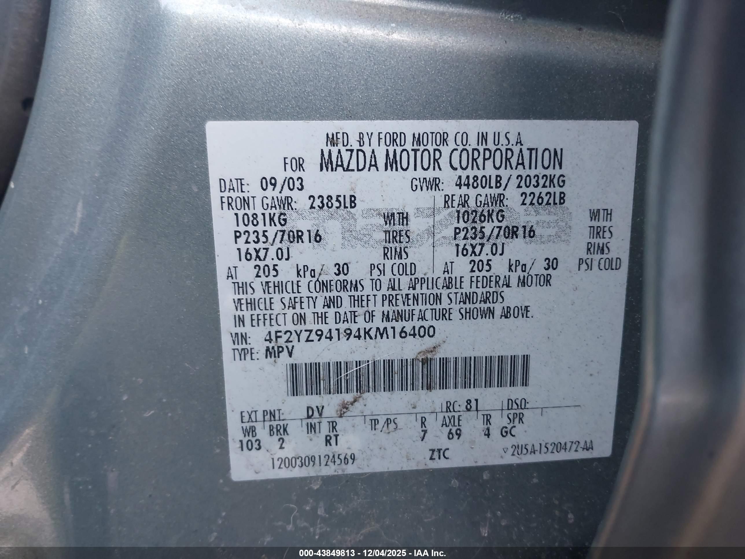 MAZDA TRIBUTE image 9