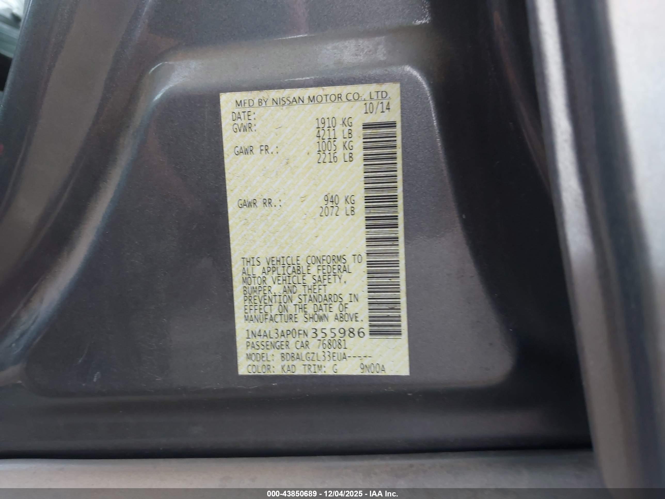 NISSAN ALTIMA image 9