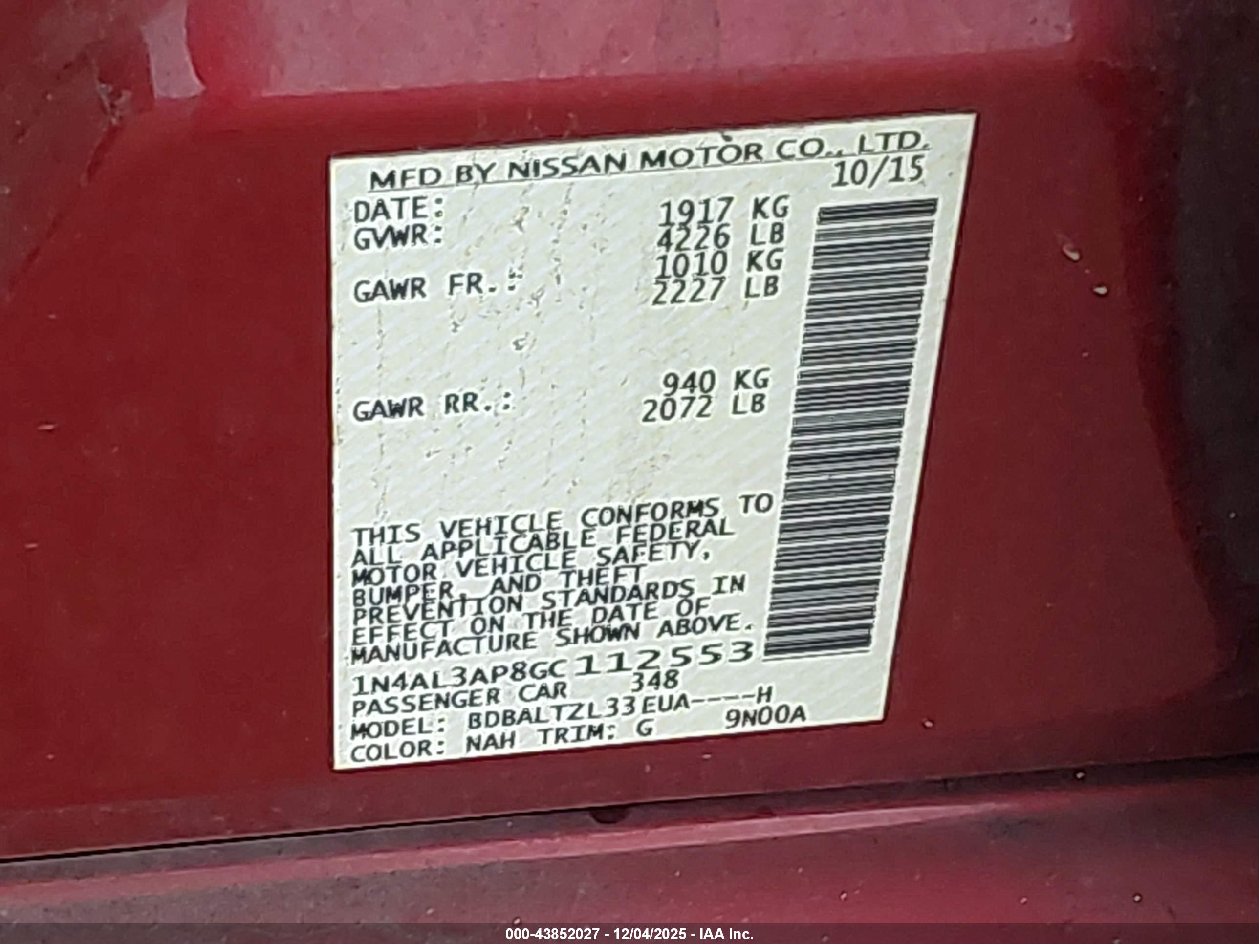 NISSAN ALTIMA image 9