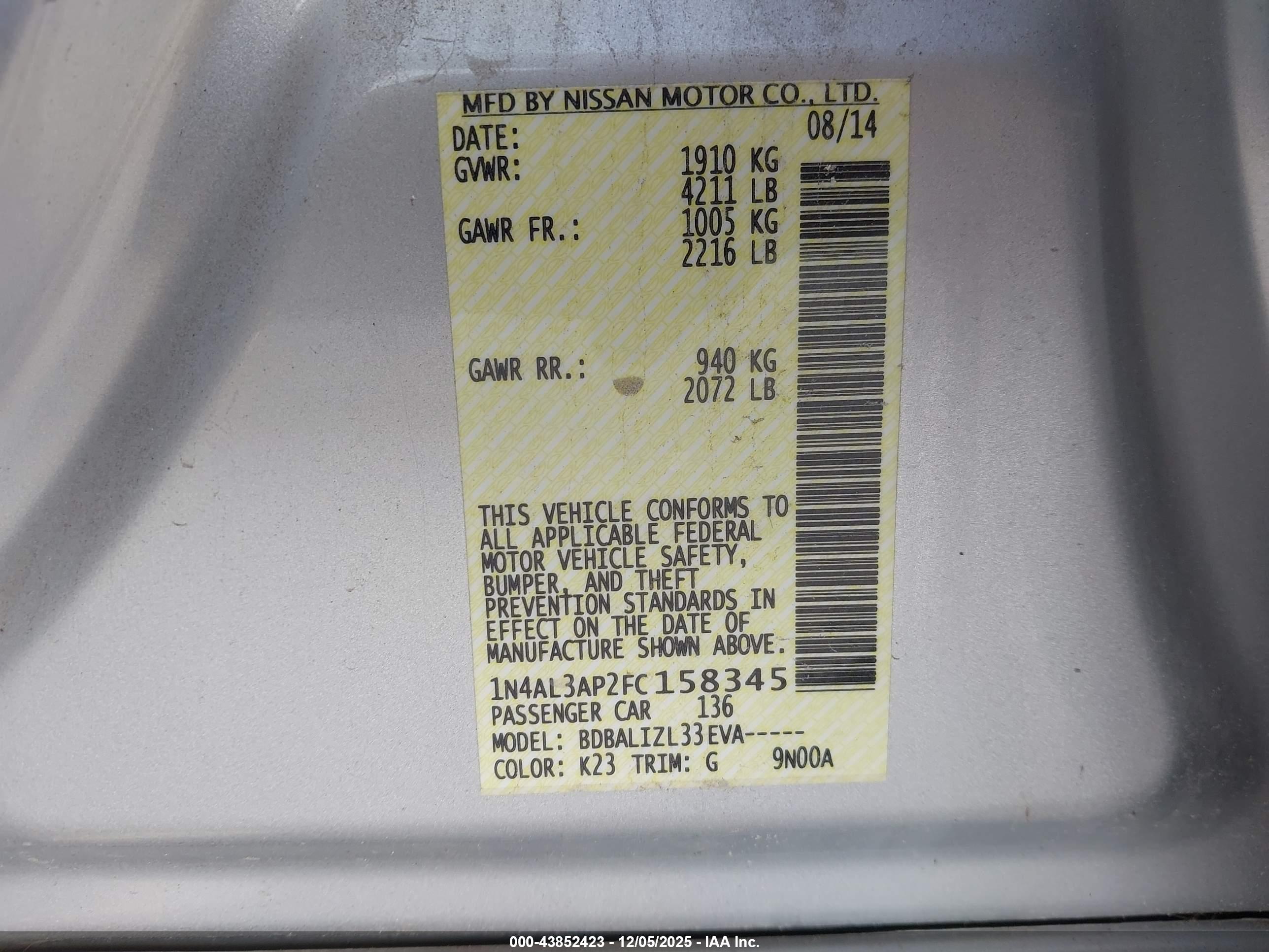 NISSAN ALTIMA image 9